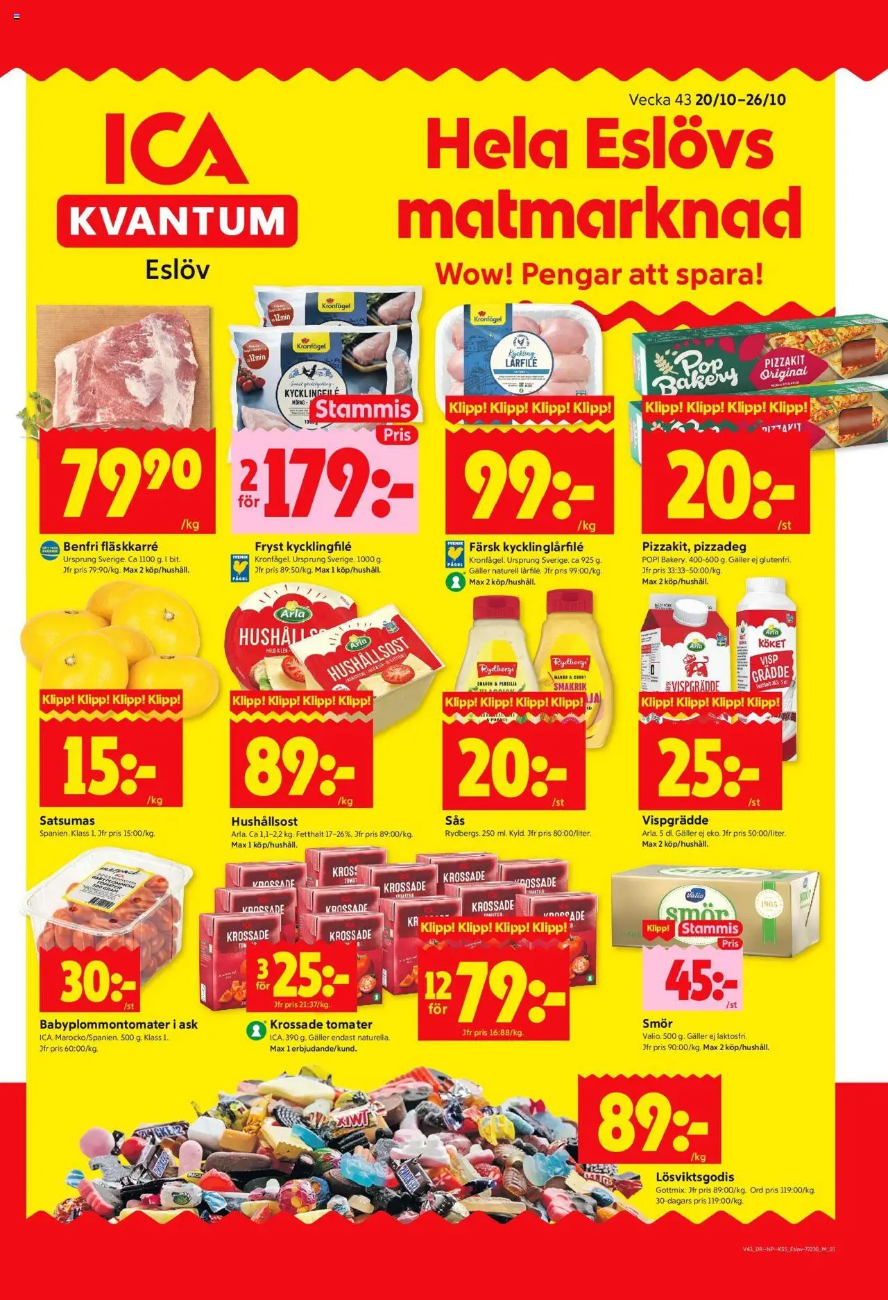 ICA Kvantum reklamblad aktuell från 20.10.2025 | Sida: 1 | Produkter: Smör, Tomater, Mango, Persilja