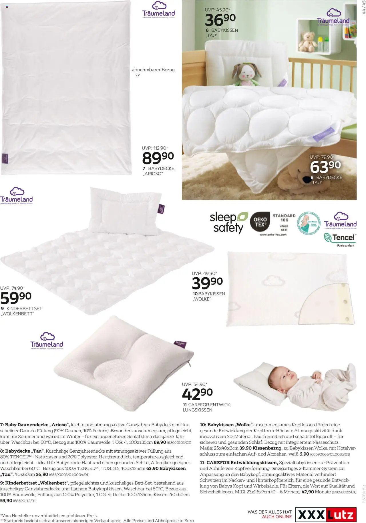 XXXLutz Alles rund ums Baby Trends 2025 gültig ab 13.03.2025 | Seite: 45 | Produkte: Matratze, Kissen, Decke