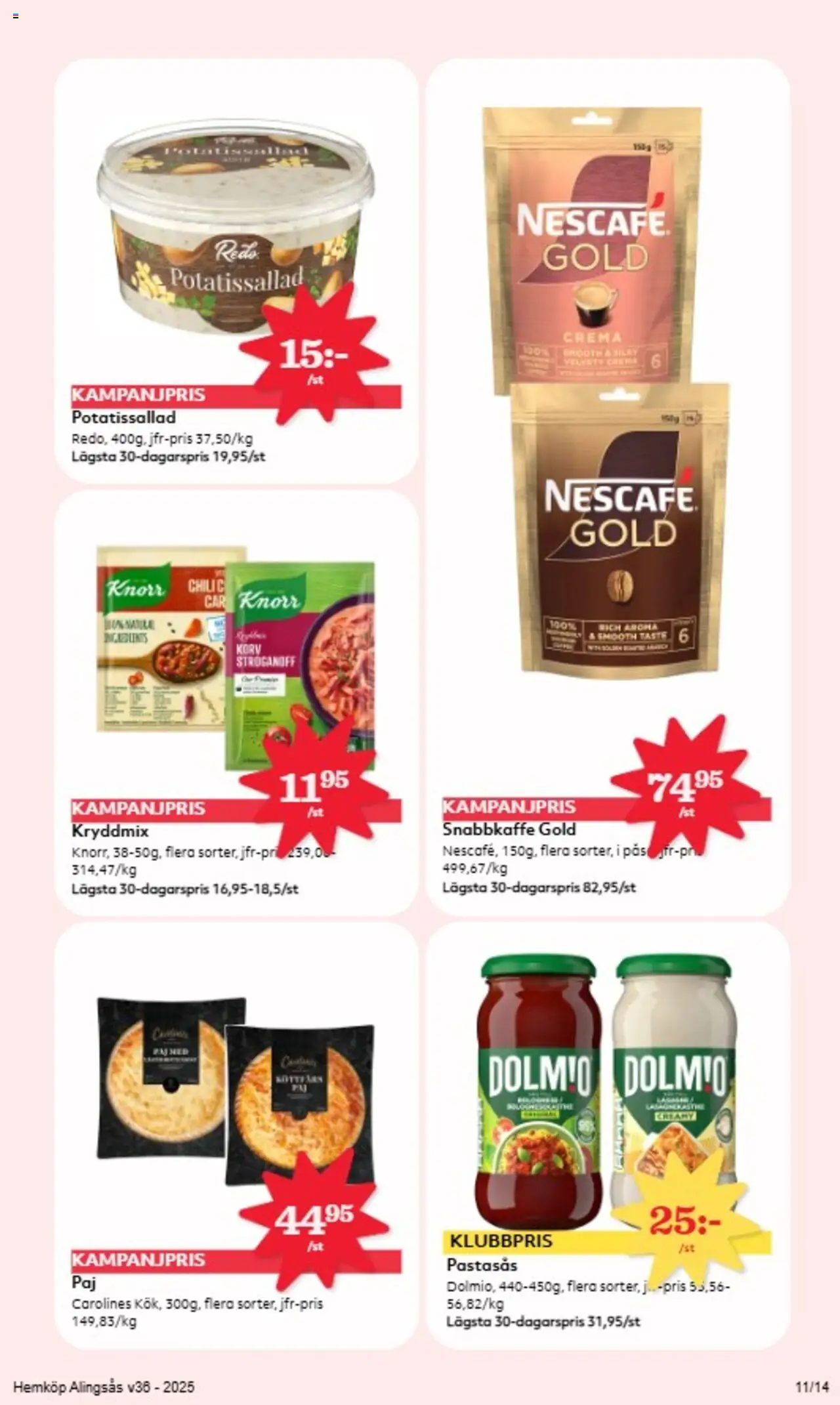 Hemköp reklamblad aktuell från 01.09.2025 | Sida: 10 | Produkter: Potatissallad, Paj, Pasta