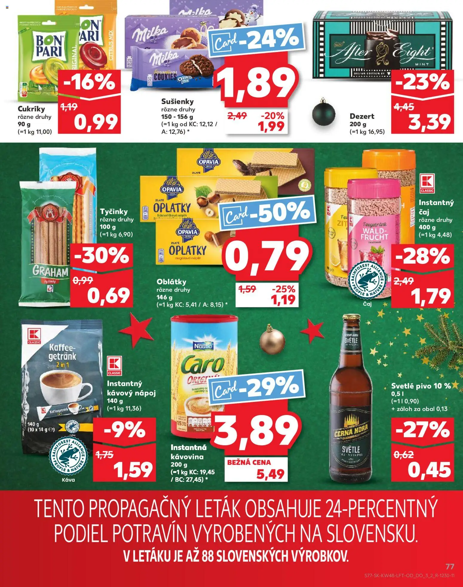 Nové Kaufland akcie – leták je platný od 27.11.2025 | Strana: 77 | Produkty: Pivo, Čaj, Caro, Milka