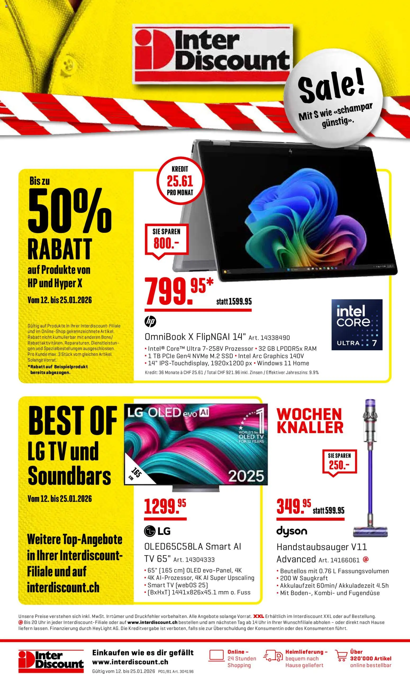 Interdiscount Aktionen – gültig ab 12.01.2026 | Seite: 1 | Produkte: Uhr, HP, LG, Dyson