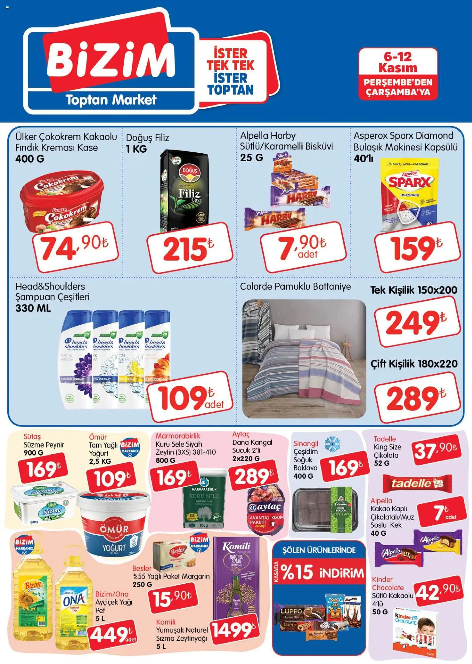 Bizim Toptan Katalog - 06.11.2025 tarihinden itibaren geçerlidir | Sayfa: 1 | Ürünler: Peynir, Yoğurt, Çikolata, Fındık