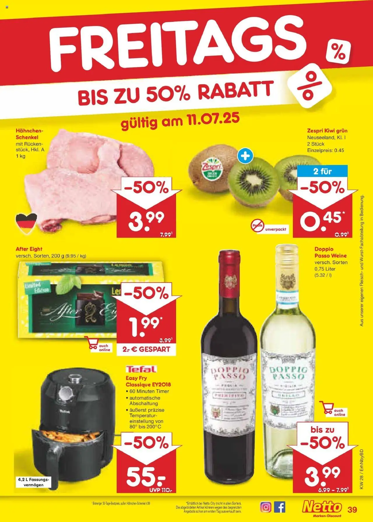 Netto Marken-Discount prospekt Ergolding	 - gültig ab dem 07.07.2025 | Seite: 57 | Produkte: Hahnchen, Doppio Passo, Kiwi, Fleisch