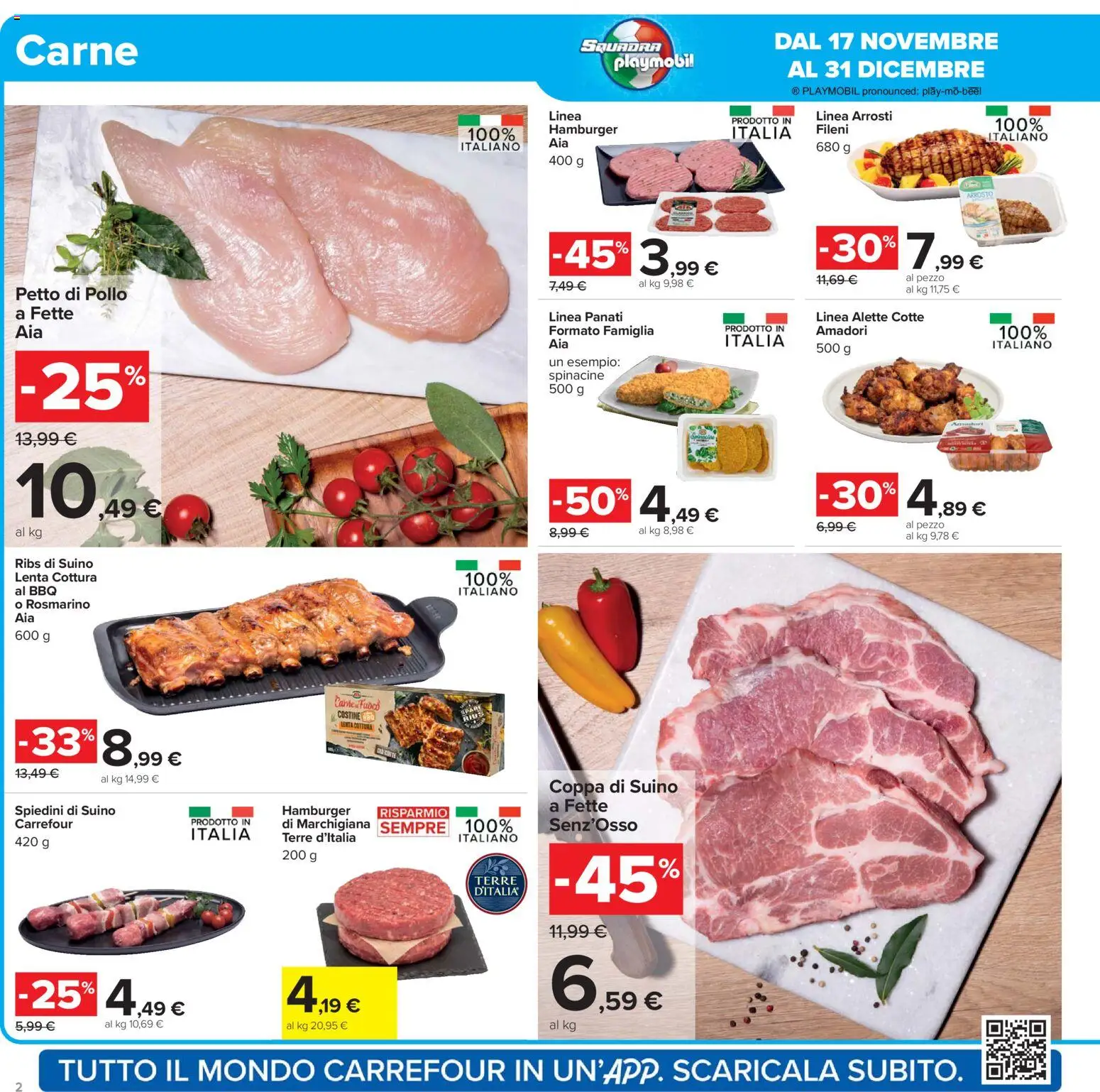 Volantino Carrefour del 02.12.2025 | Pagina: 2 | Prodotti: Petto di Pollo, Rosmarino, Pollo, Hamburger