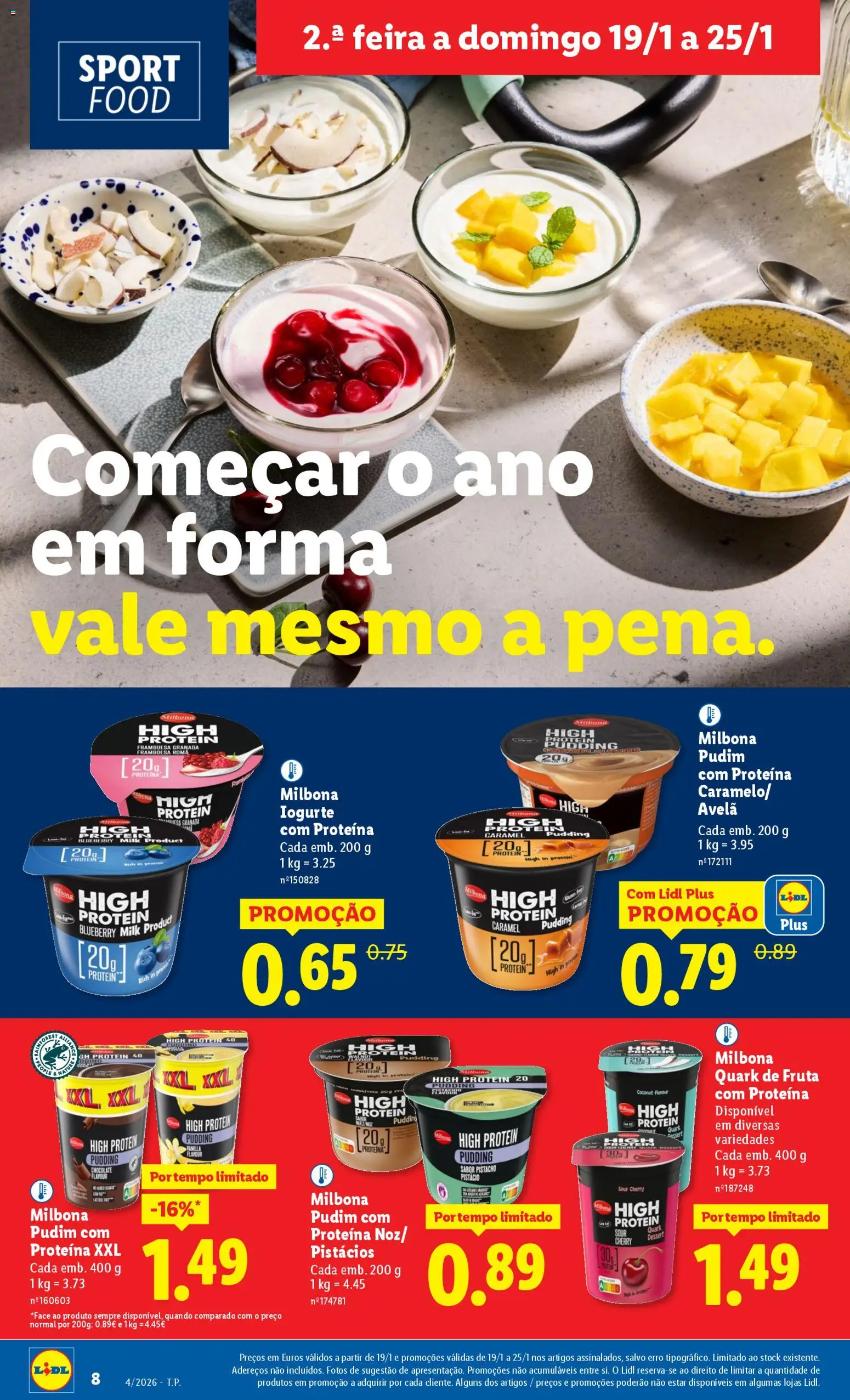 Lidl folheto │ válido de 19.01.2026 | Página: 8 | Produtos: Pudim, Iogurte, Chocolate, Proteina