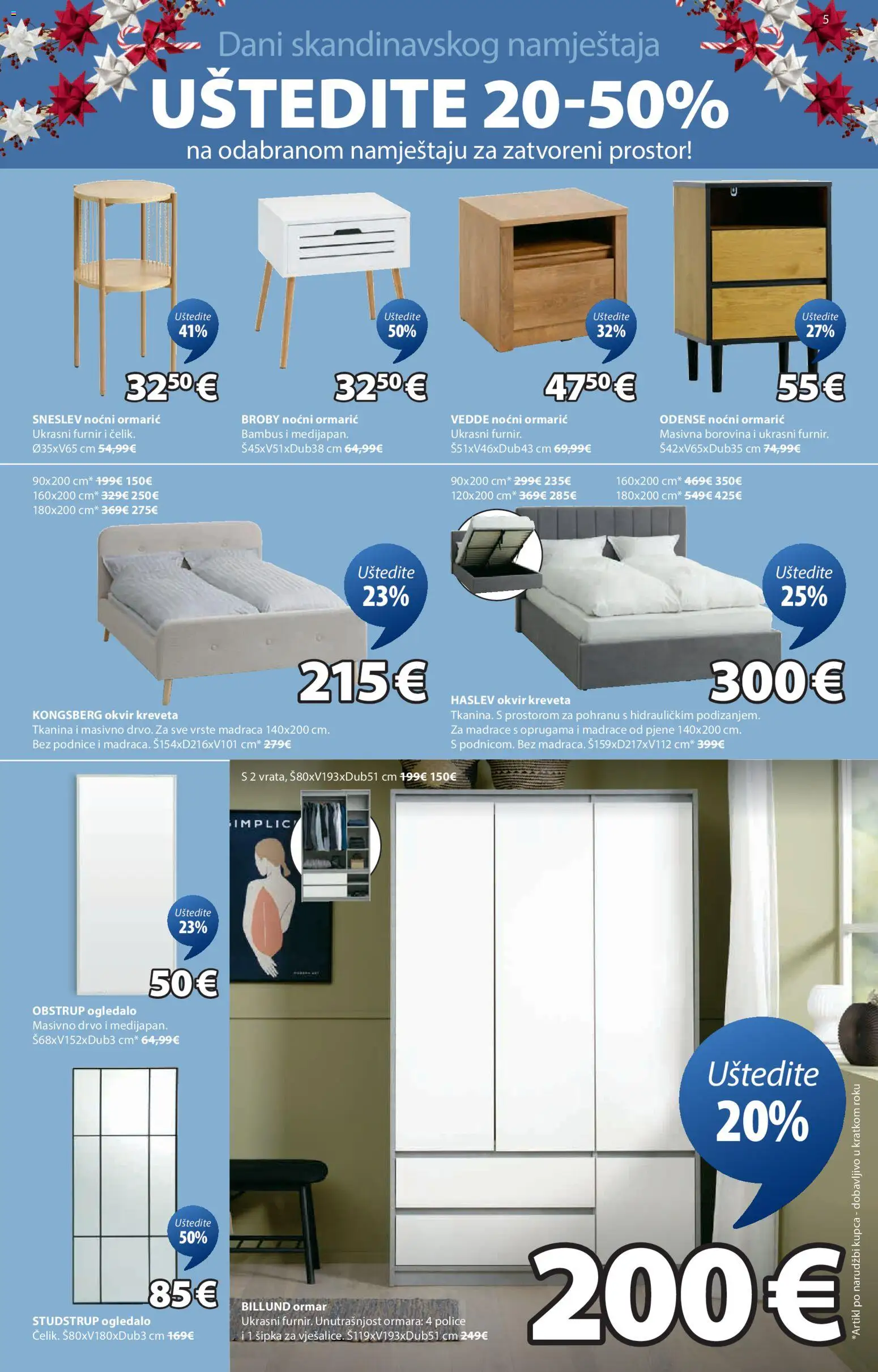 JYSK katalog | vrijedi od 01.12.2025 | Stranica: 5 | Proizvodi: Ormar, Noćni ormarić, Ogledalo, Okvir kreveta