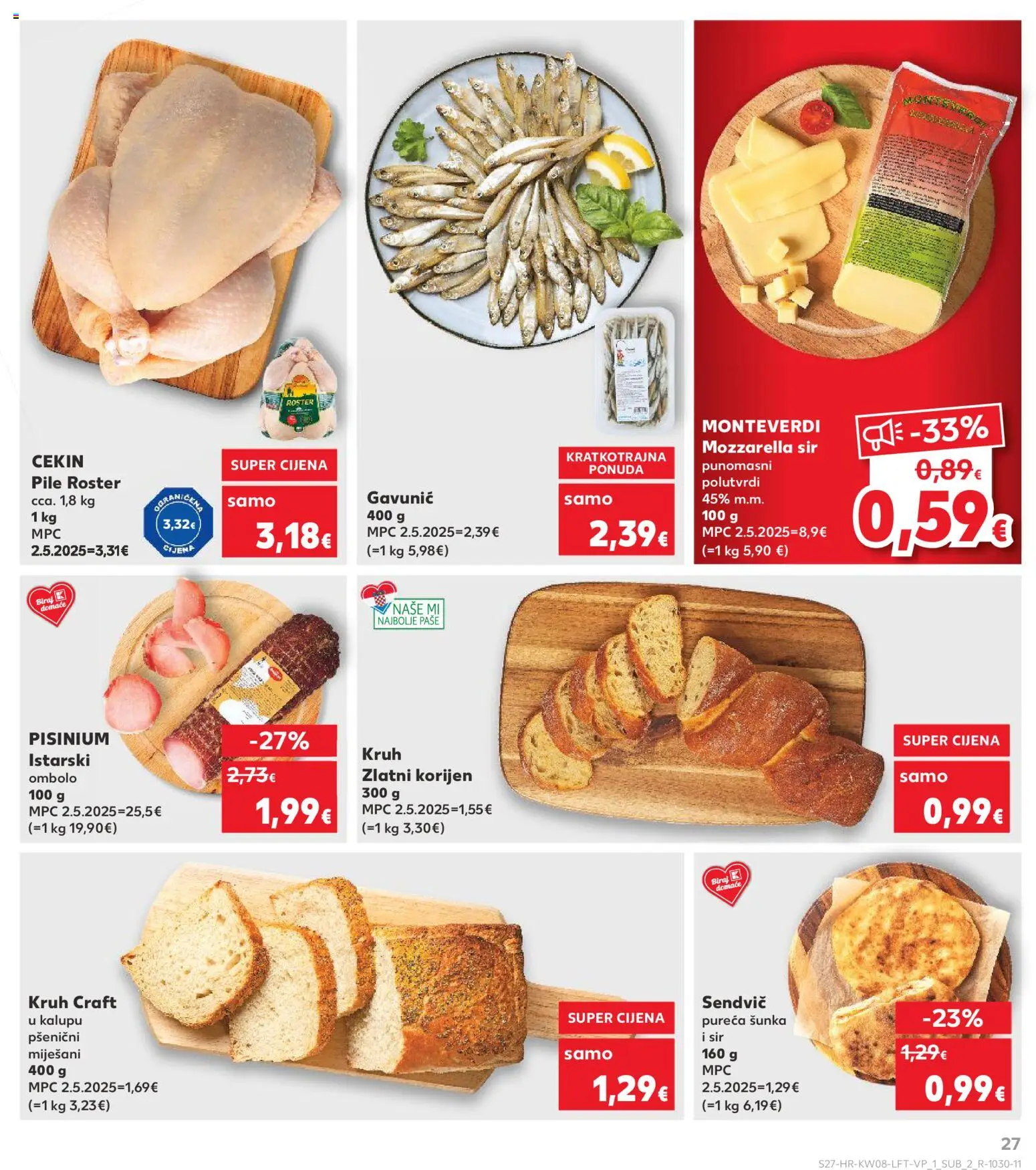 Kaufland katalog | vrijedi od 18.02.2026 | Stranica: 27 | Proizvodi: Mozzarella, Sir, Kruh, Šunka