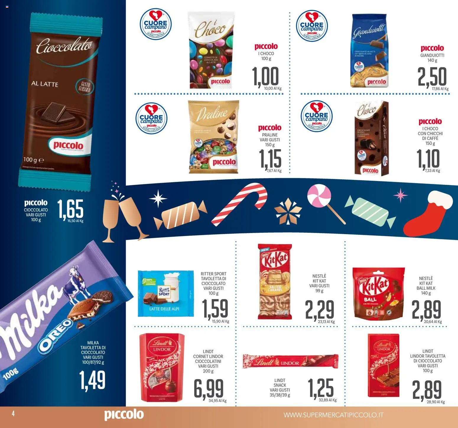 Volantino Piccolo del 27.12.2025 | Pagina: 4 | Prodotti: Caffè, Cioccolato, Latte, Cioccolatini