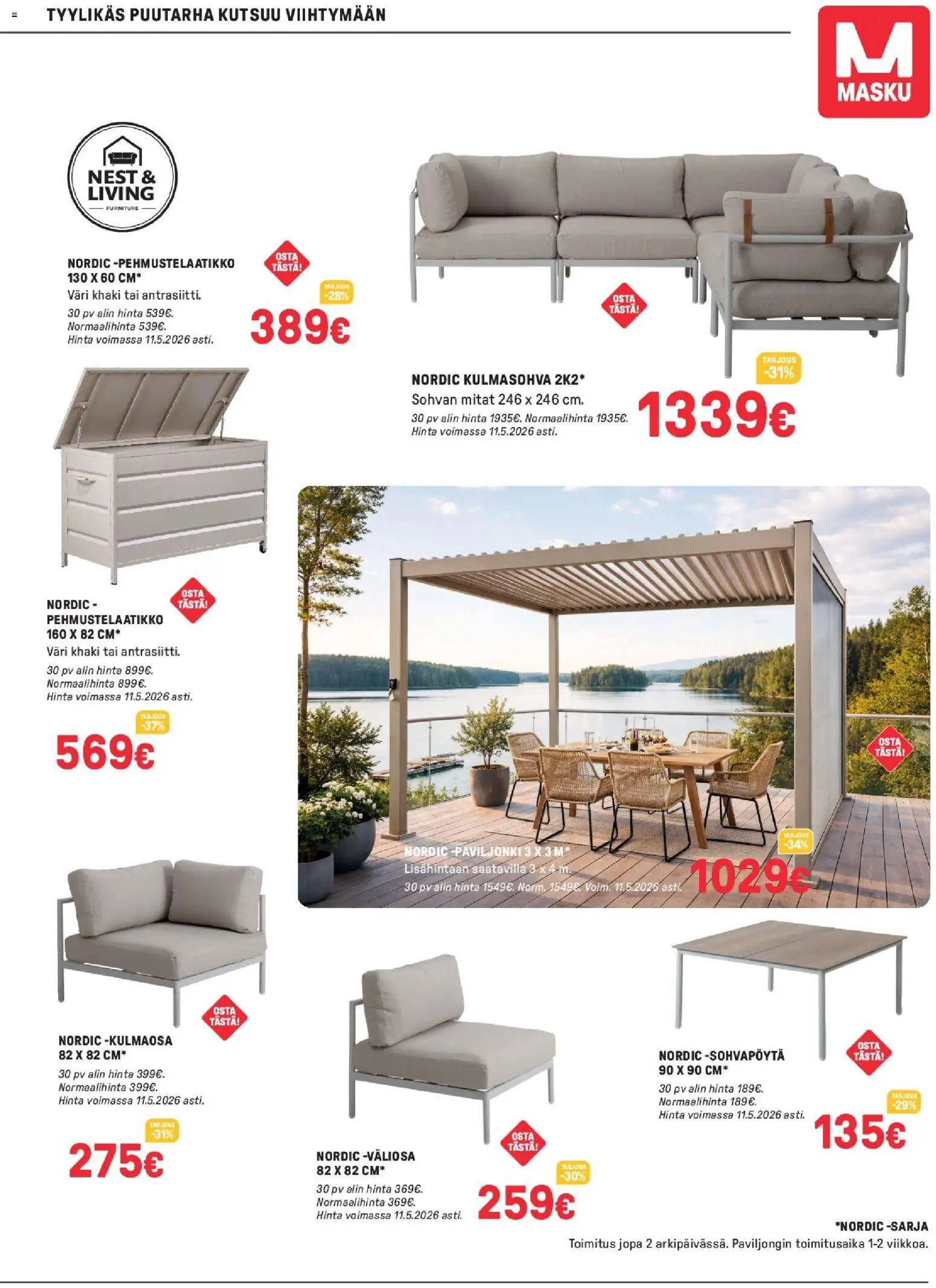 Masku tarjoukset – voimassa 28.04.2026 alkaen | Sivu: 9 | Tuotteet: Sohvapöytä, Kulmasohva