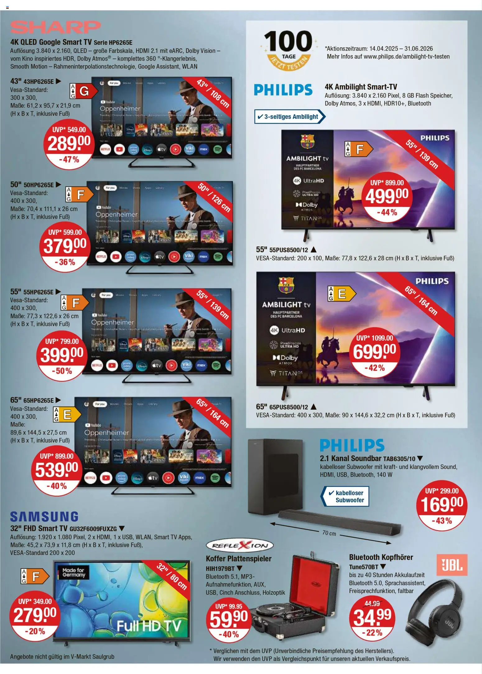 V-Markt - Schwaben / Oberbayern – gültig ab 20.11.2025 | Seite: 16 | Produkte: Philips, Soundbar, TV, MP3
