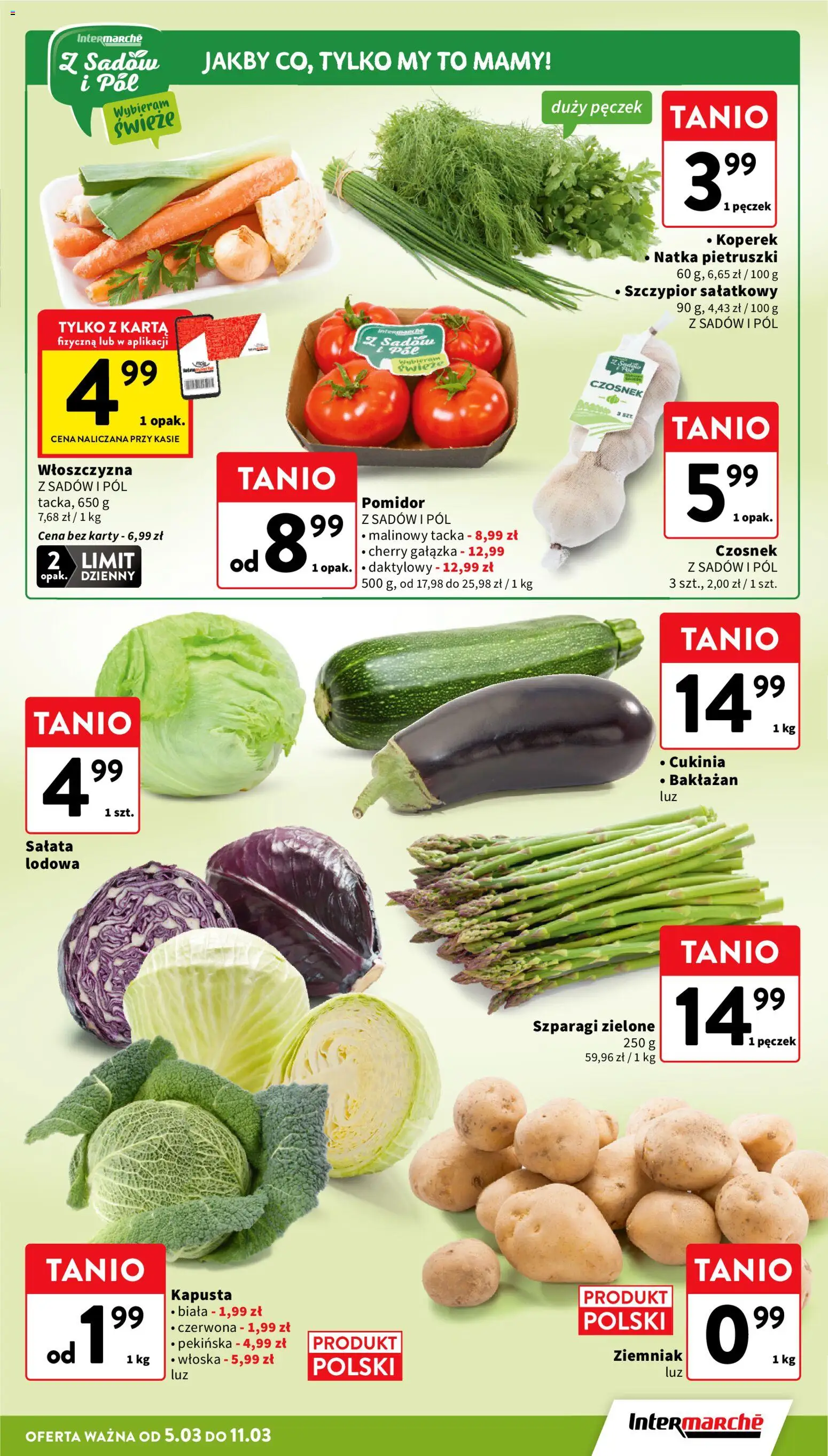 Intermarche gazetka od 05.03.2026 | Strona: 19 | Produkty: Kapusta, Karta, Cukinia, Szparagi