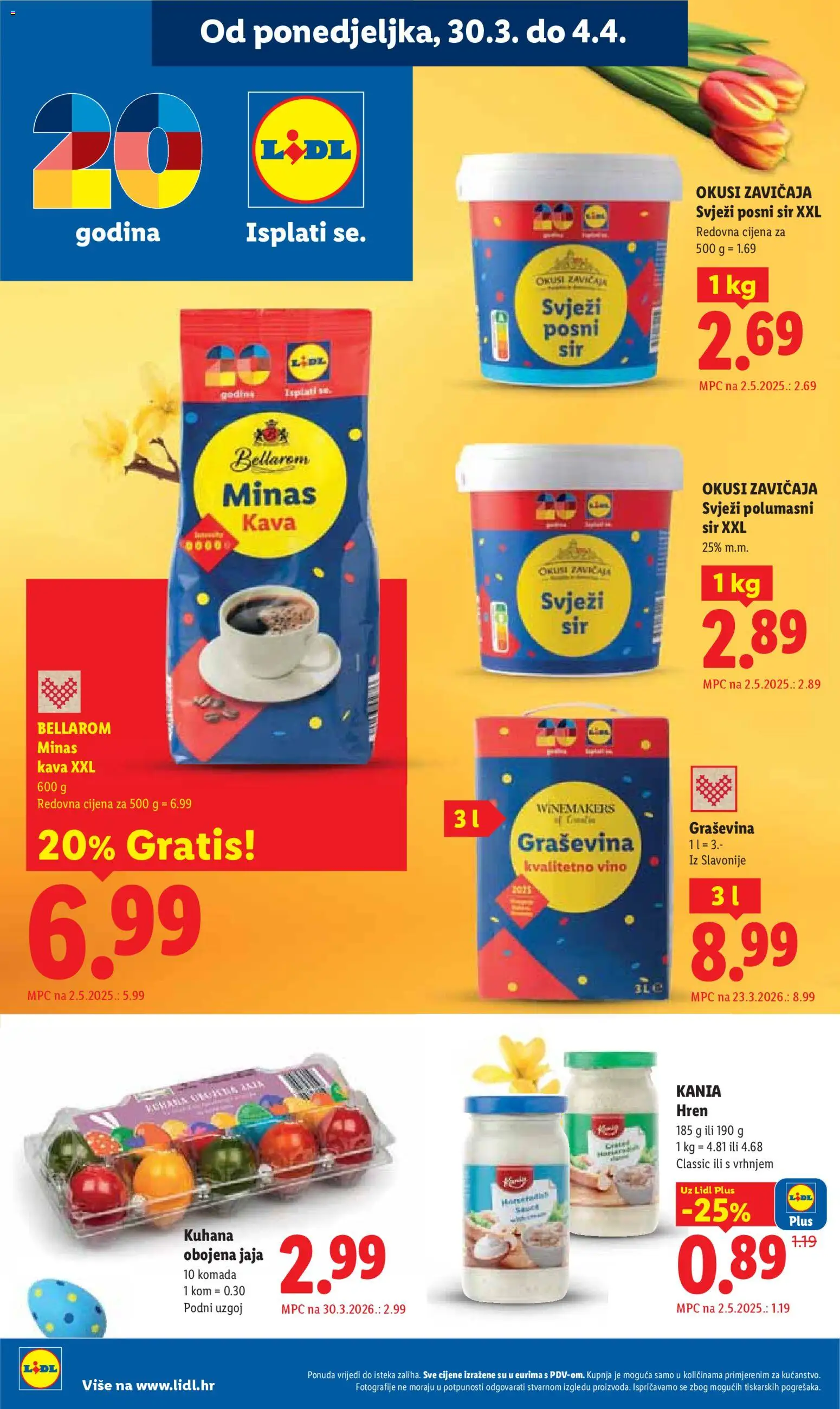 Lidl katalog | vrijedi od 30.03.2026 | Stranica: 4 | Proizvodi: Sir, Jaja, Vino, Hren
