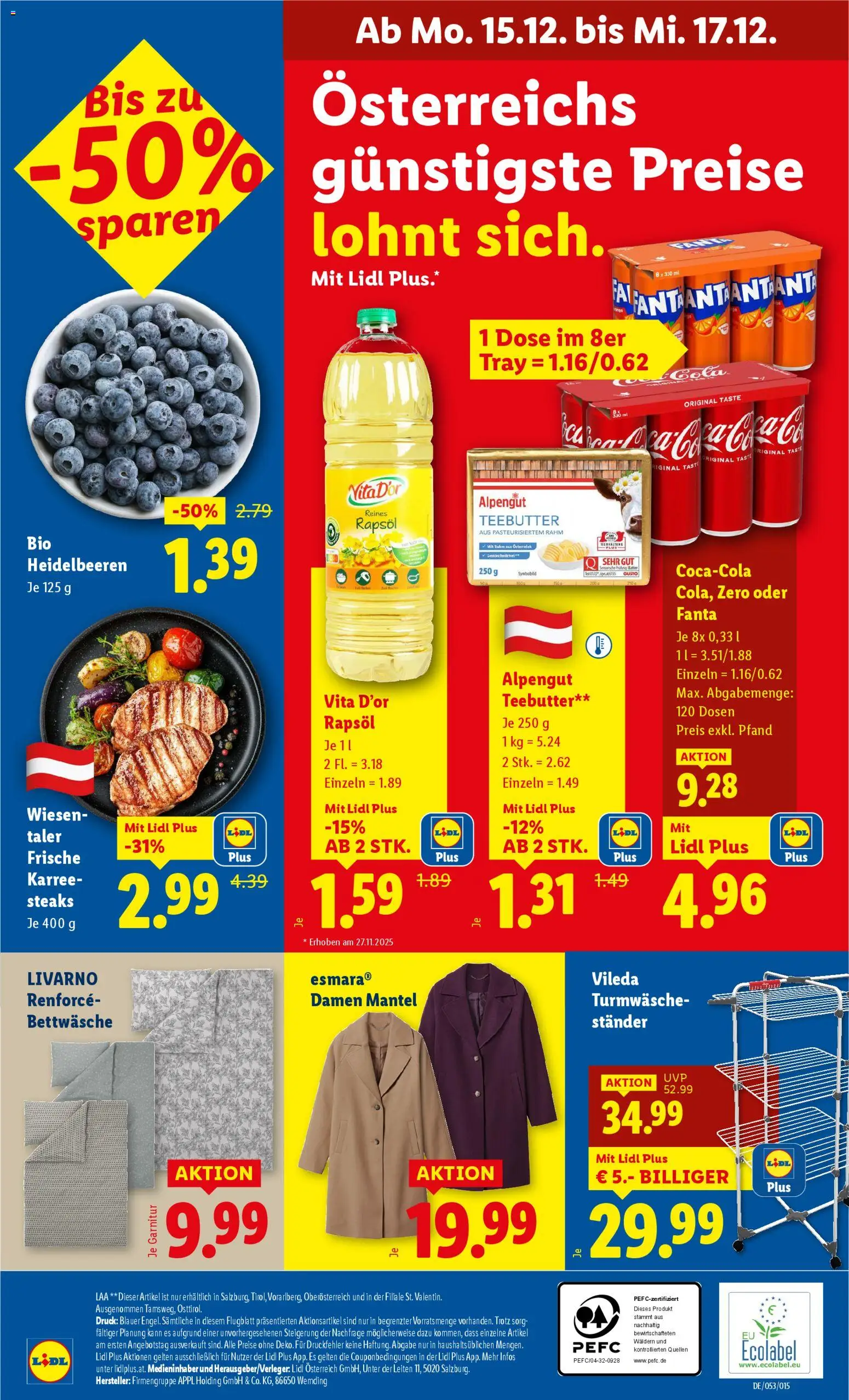 Lidl Flugblatt - Altenmarkt im Pongau, St. Johann im Pongau, Zell am See gültig ab 11.12.2025 | Seite: 48 | Produkte: Mantel, Butter
