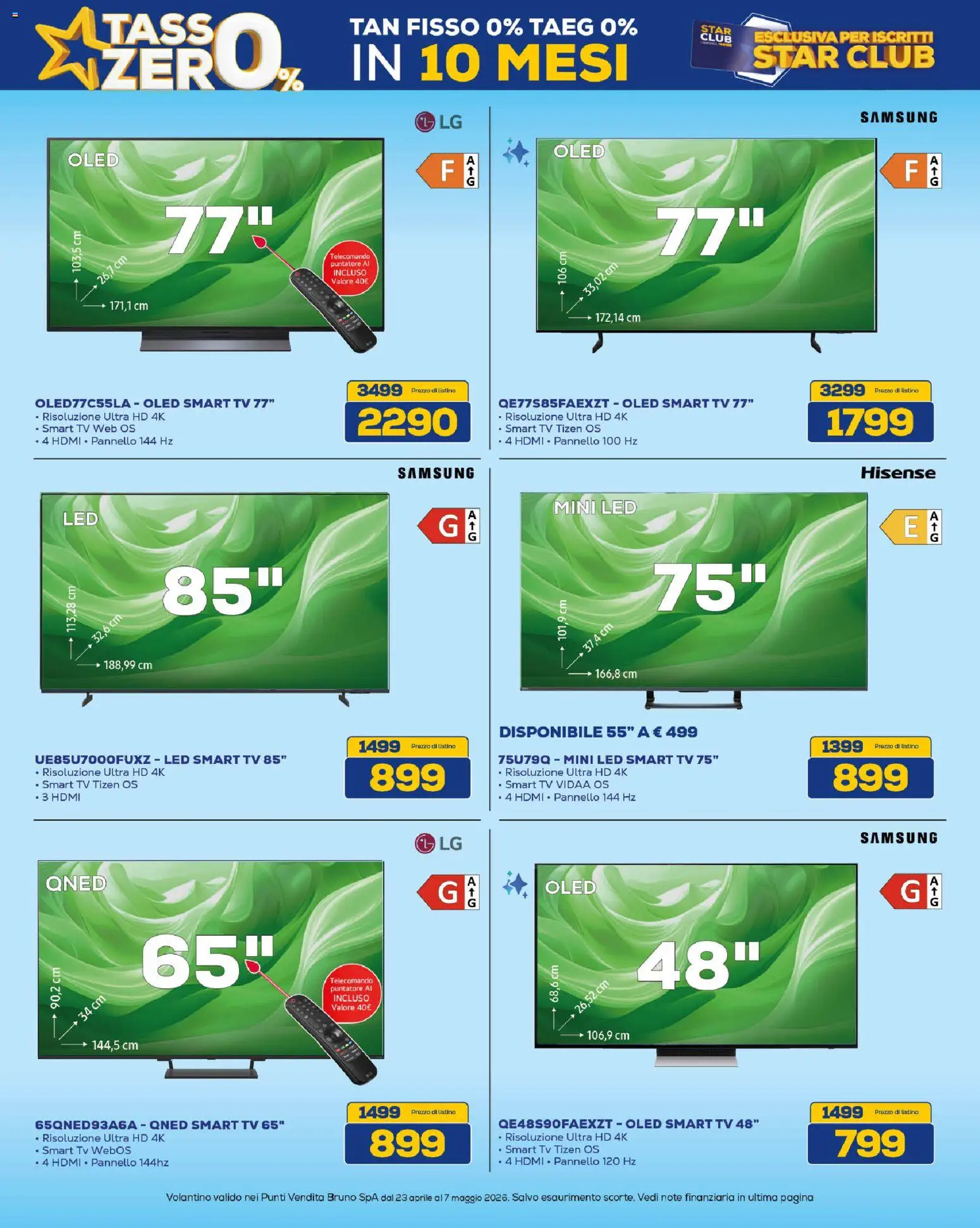 Volantino Euronics del 23.04.2026 | Pagina: 4 | Prodotti: Telecomando, smart TV, TV, Samsung