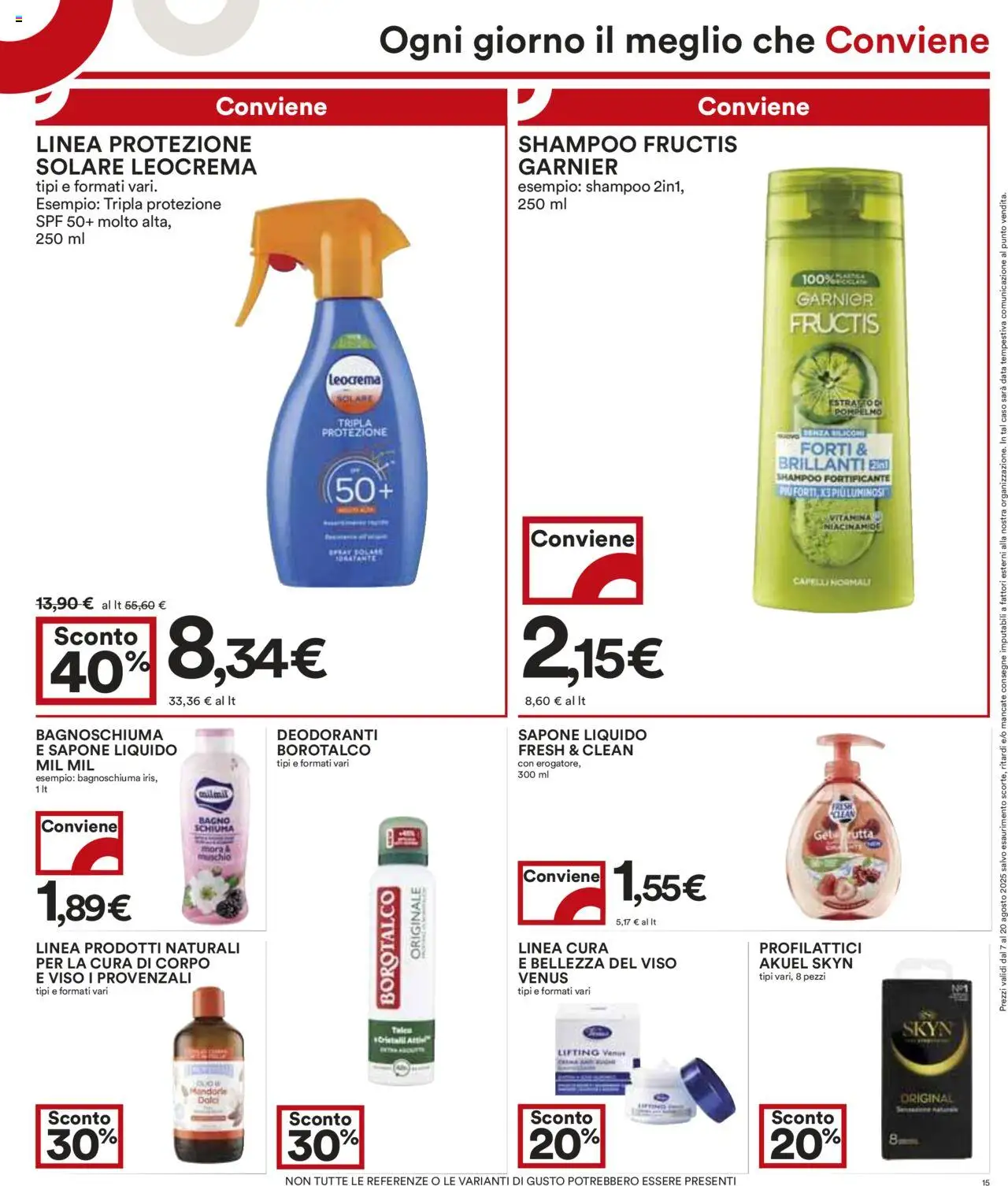 Volantino COOP del 07.08.2025 | Pagina: 15 | Prodotti: Shampoo, Sapone, Profilattici, Mandorle
