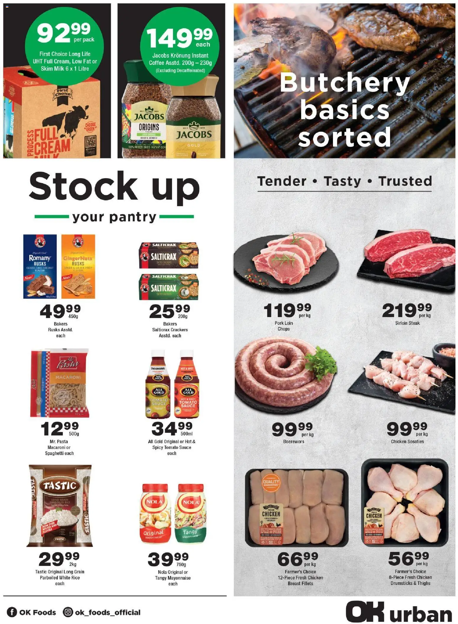 New OK Foods catalogue – valid from 24.04.2026 | Page: 3 | Products: Steak, Milk, Stock, Sauce
