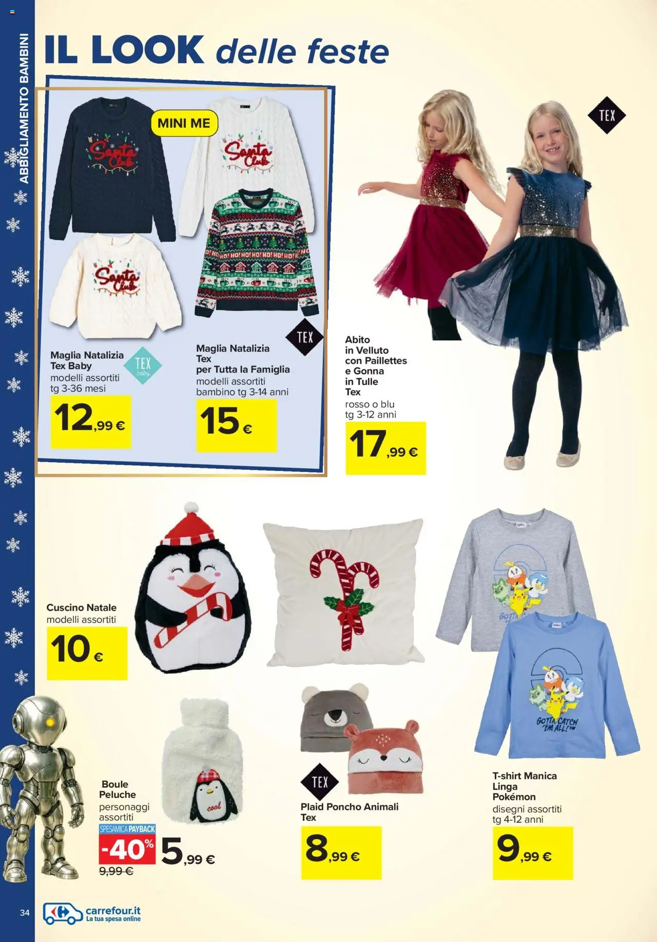 Volantino Carrefour del 24.10.2025 | Pagina: 34 | Prodotti: Peluche, Gonna, Abito, Cuscino