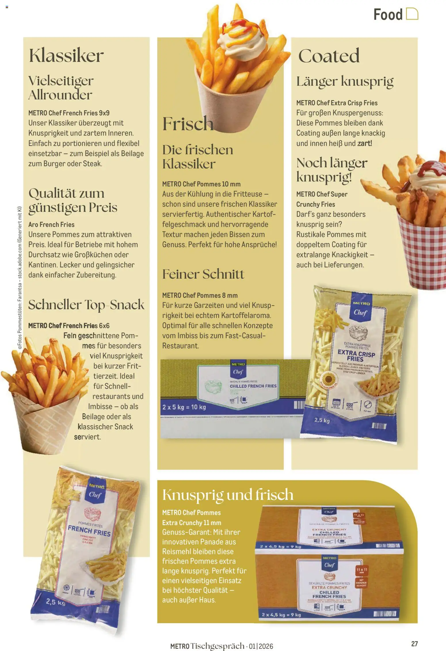 Metro Tischgespräch – gültig ab 01.02.2026 | Seite: 27 | Produkte: Burger, Pommes frites, Kartoffeln, Fritteuse