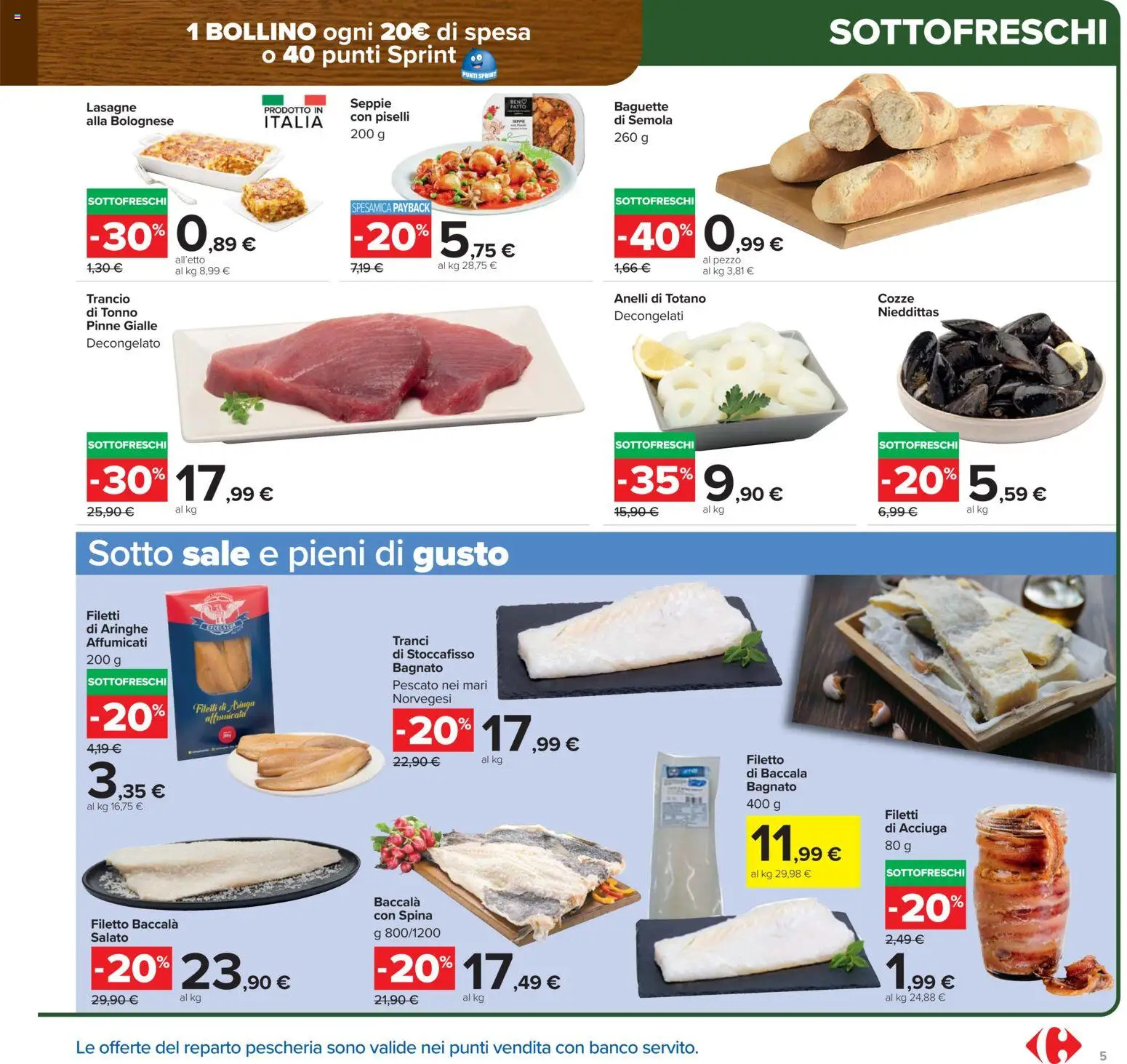 Volantino Carrefour del 15.01.2026 | Pagina: 5 | Prodotti: Cozze, Pinne, Piselli, Totano