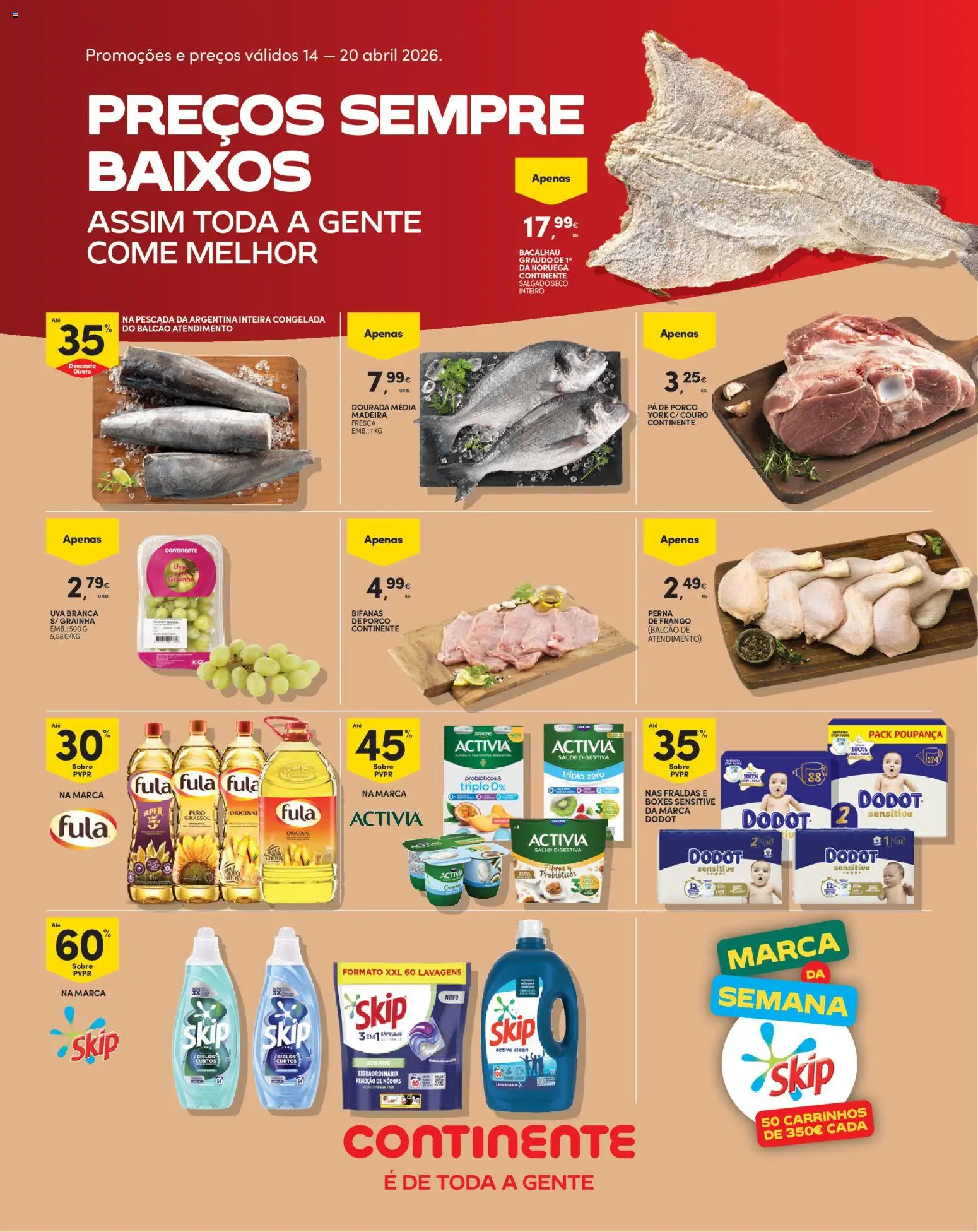 Continente Madeira │ válido de 14.04.2026 | Página: 1 | Produtos: Fraldas, Frango, Pescada, Uvas