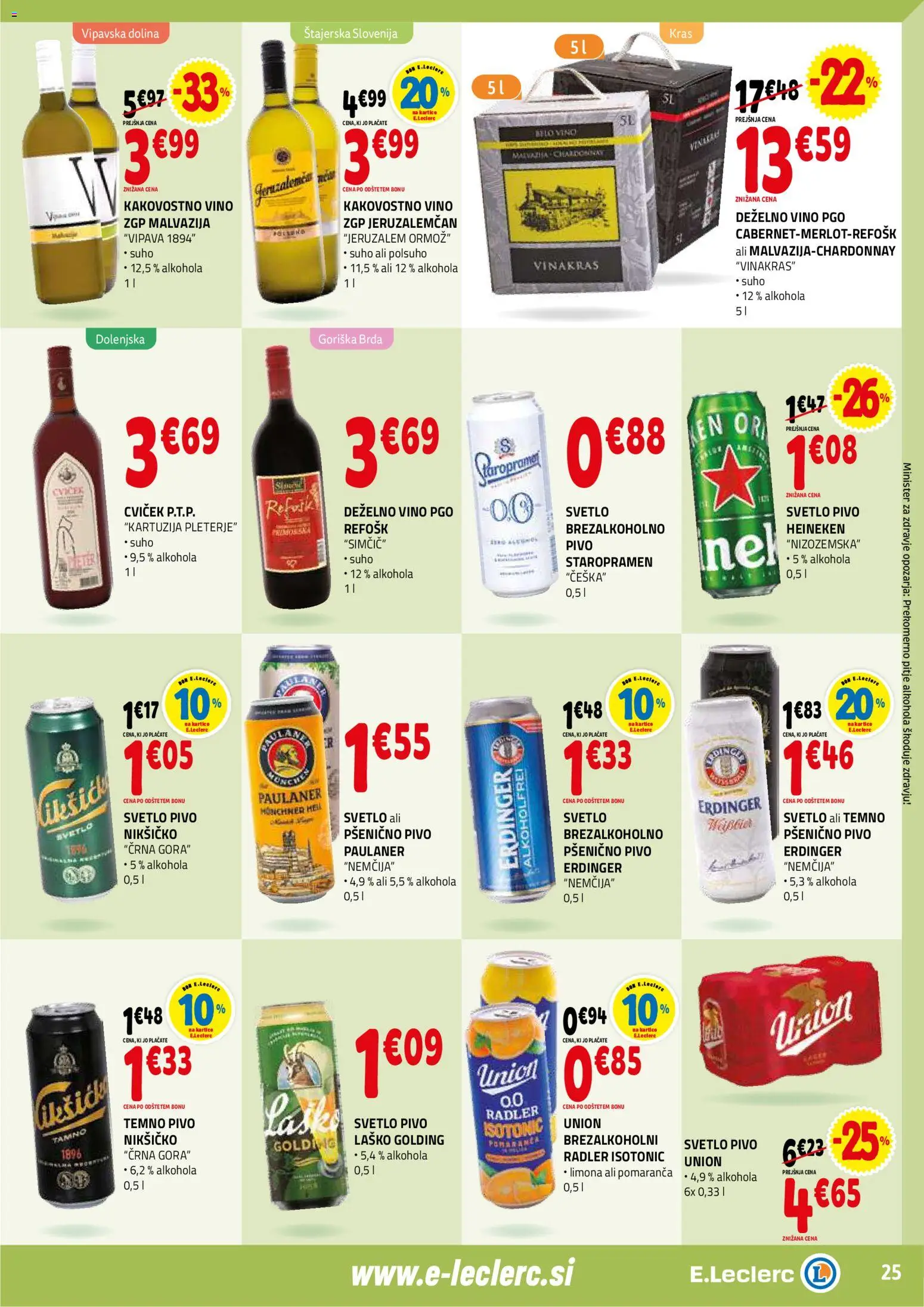 Novi E.leclerc katalog ponudbe – veljaven od 21.01.2026 | Stran: 25 | Izdelki: Falafel, Radler, Pivo, Limona