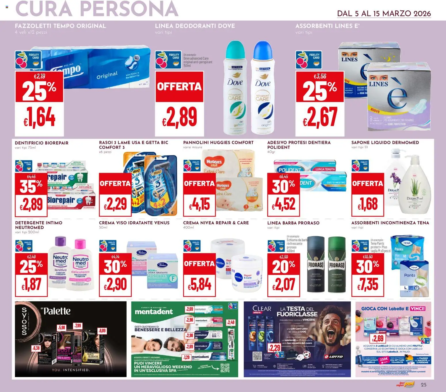 Volantino Pan del 05.03.2026 | Pagina: 25 | Prodotti: Crema, Pannolini, Crema viso, Intimo