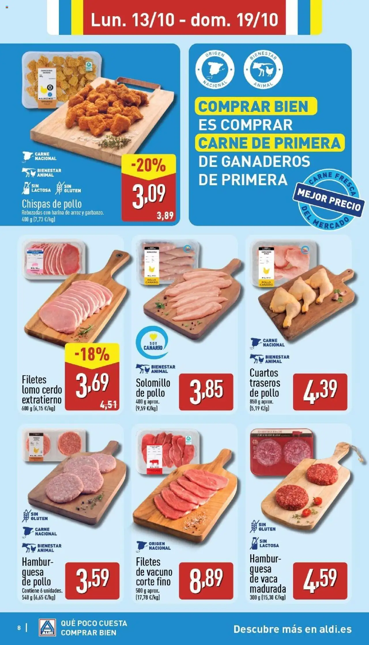 Aldi folleto Canarias │ válido desde el 13.10.2025 | Página: 8 | Productos: Cerdo, Arroz, Σοκολατούχο γάλα