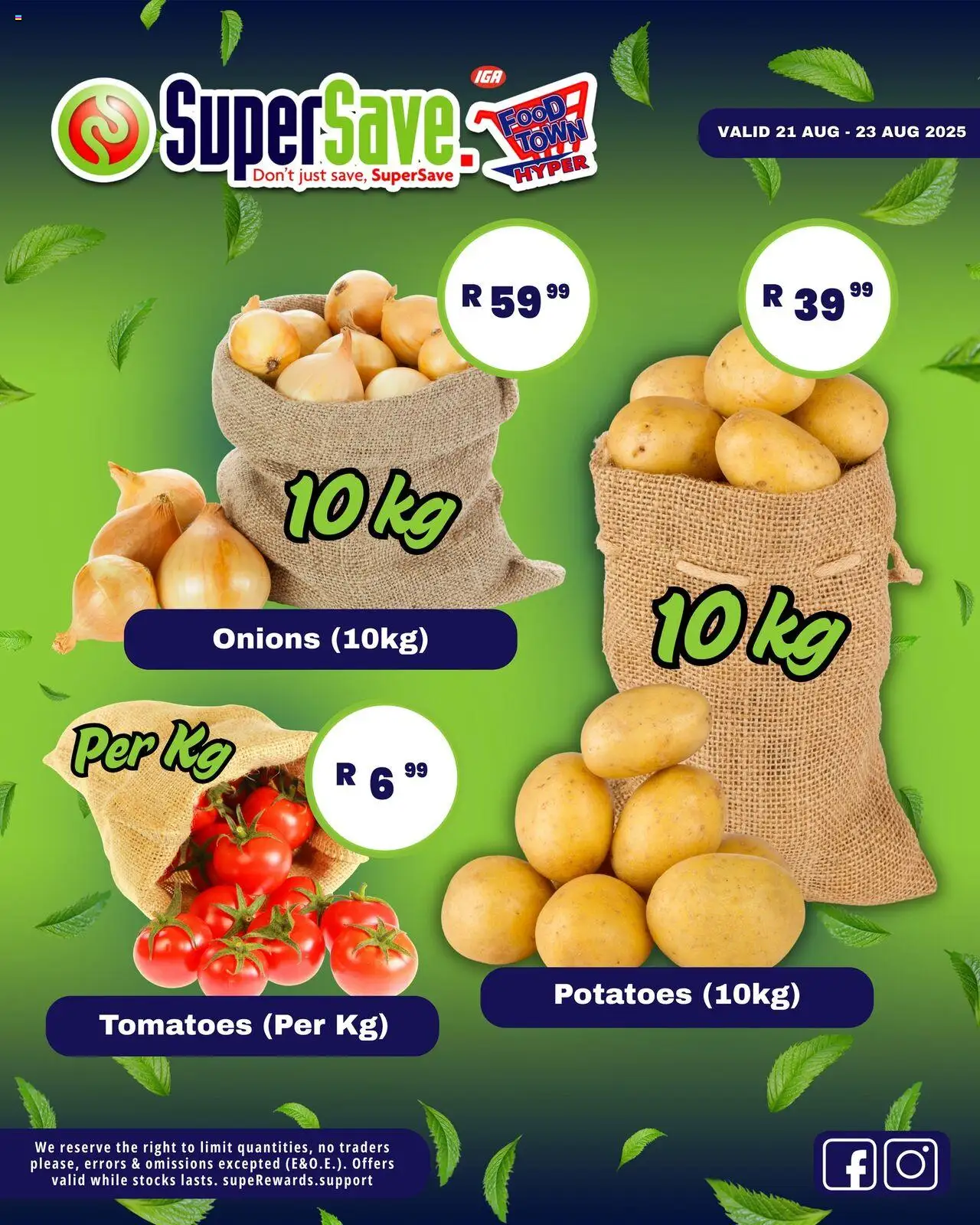 Super Save Produce Specials  │ valid from 21.08.2025 | Page: 3 | Products: Tomatoes, Potatoes, Onions