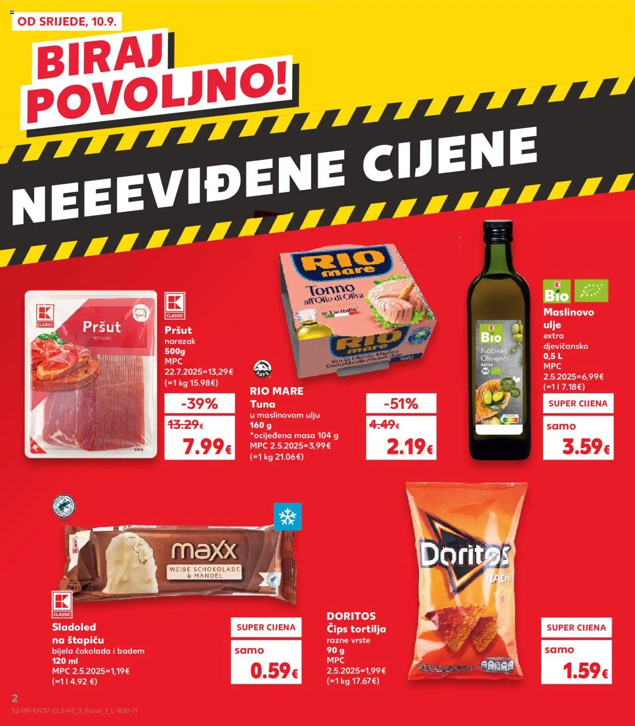 Kaufland katalog | vrijedi od 10.09.2025 | Stranica: 2 | Proizvodi: Ulje, Maslinovo ulje, Pršut, Sladoled