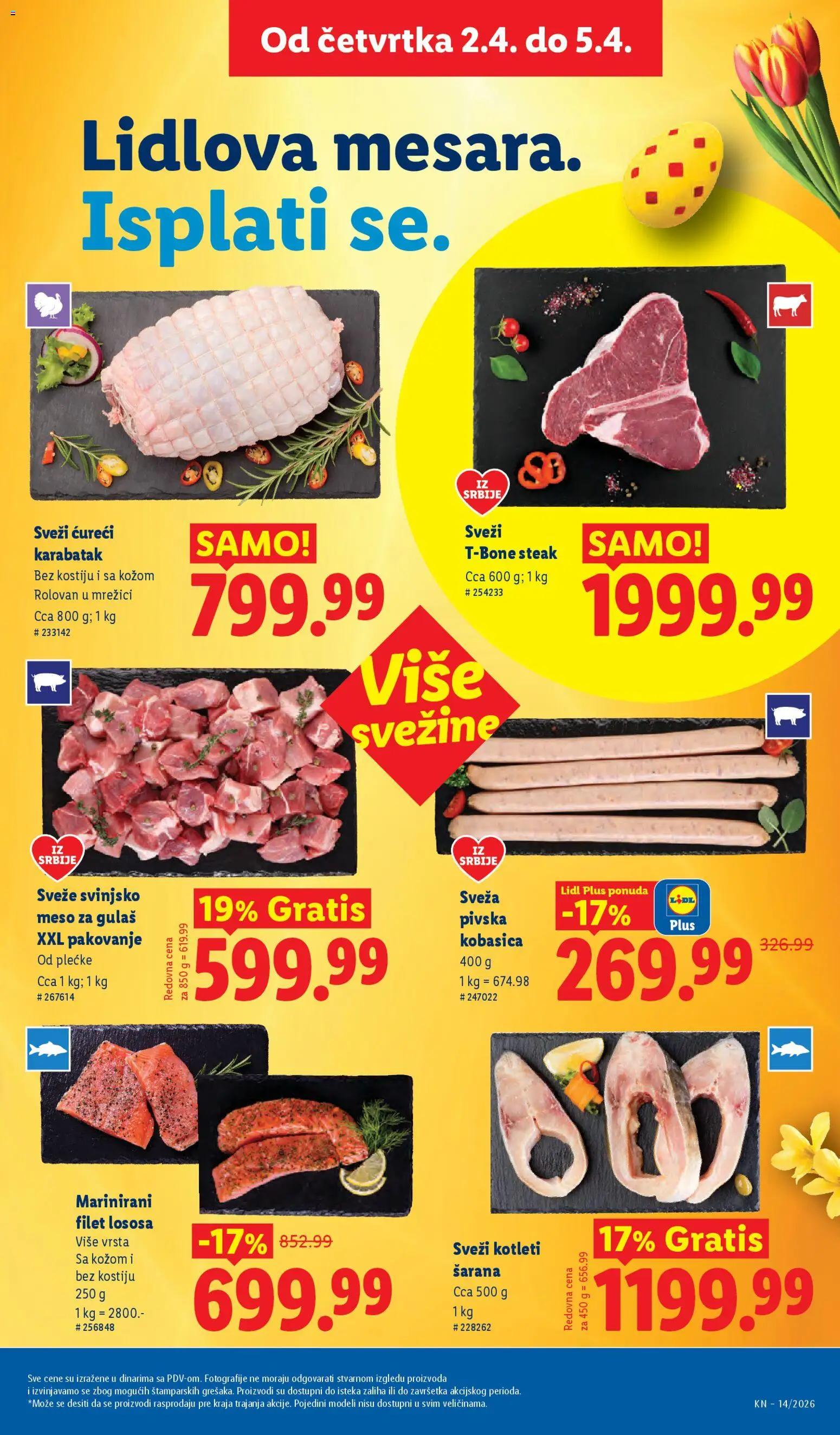Lidl katalog - važi od 02.04.2026 | Strana: 19 | Proizvode: Svinjsko meso, Pakovanje, Kobasica, Meso za gulaš