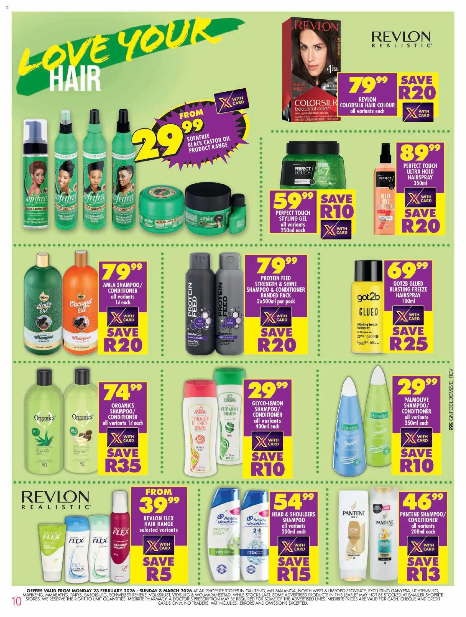 New Shoprite catalogue – valid from 23.02.2026 | Page: 10 | Products: Hair colour, Oil, Conditioner, Lemon