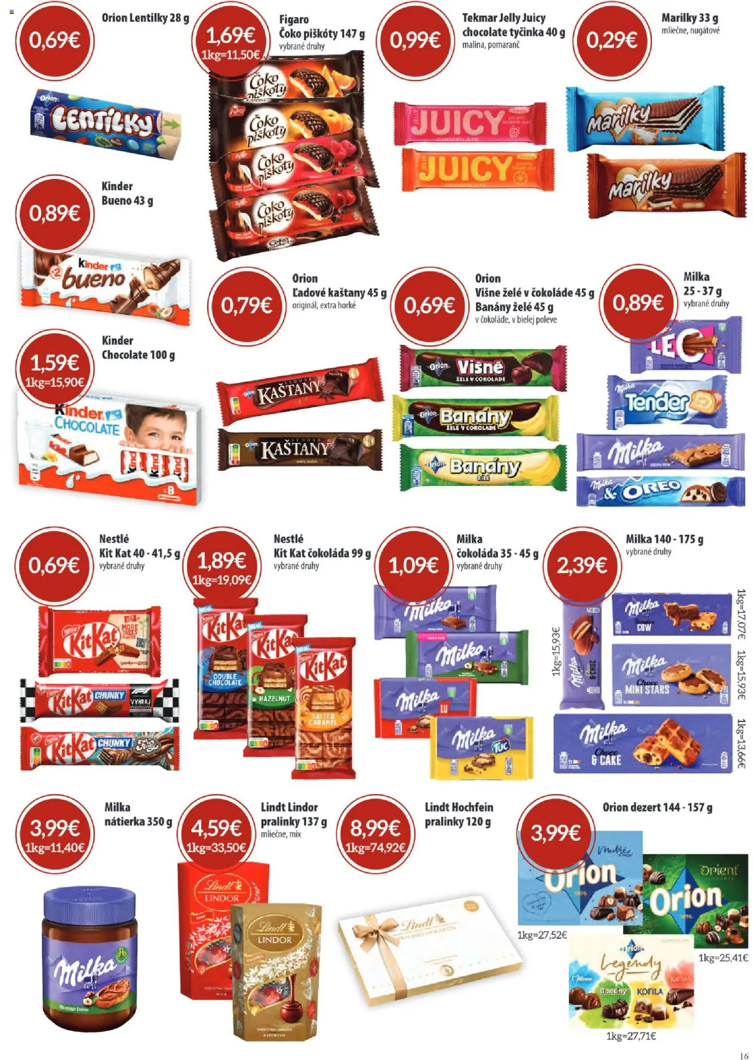 Nové Sintra akcie – leták je platný od 01.04.2026 | Strana: 16 | Produkty: Banány, Kinder, Milka, Višne