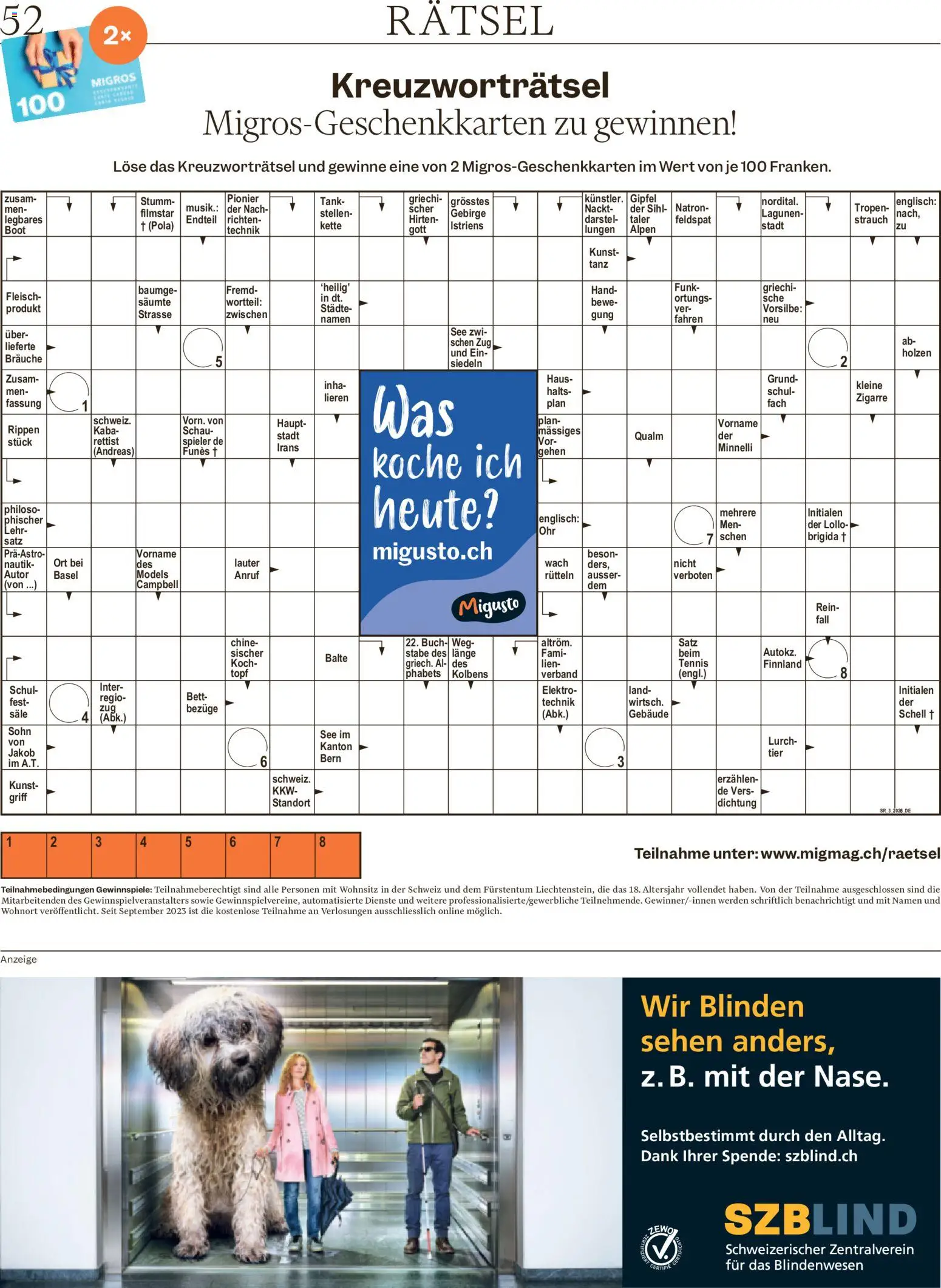 Migros Magazin – gültig ab 12.01.2026 | Seite: 52 | Produkte: Bett, Sehen, Spieler, Fall