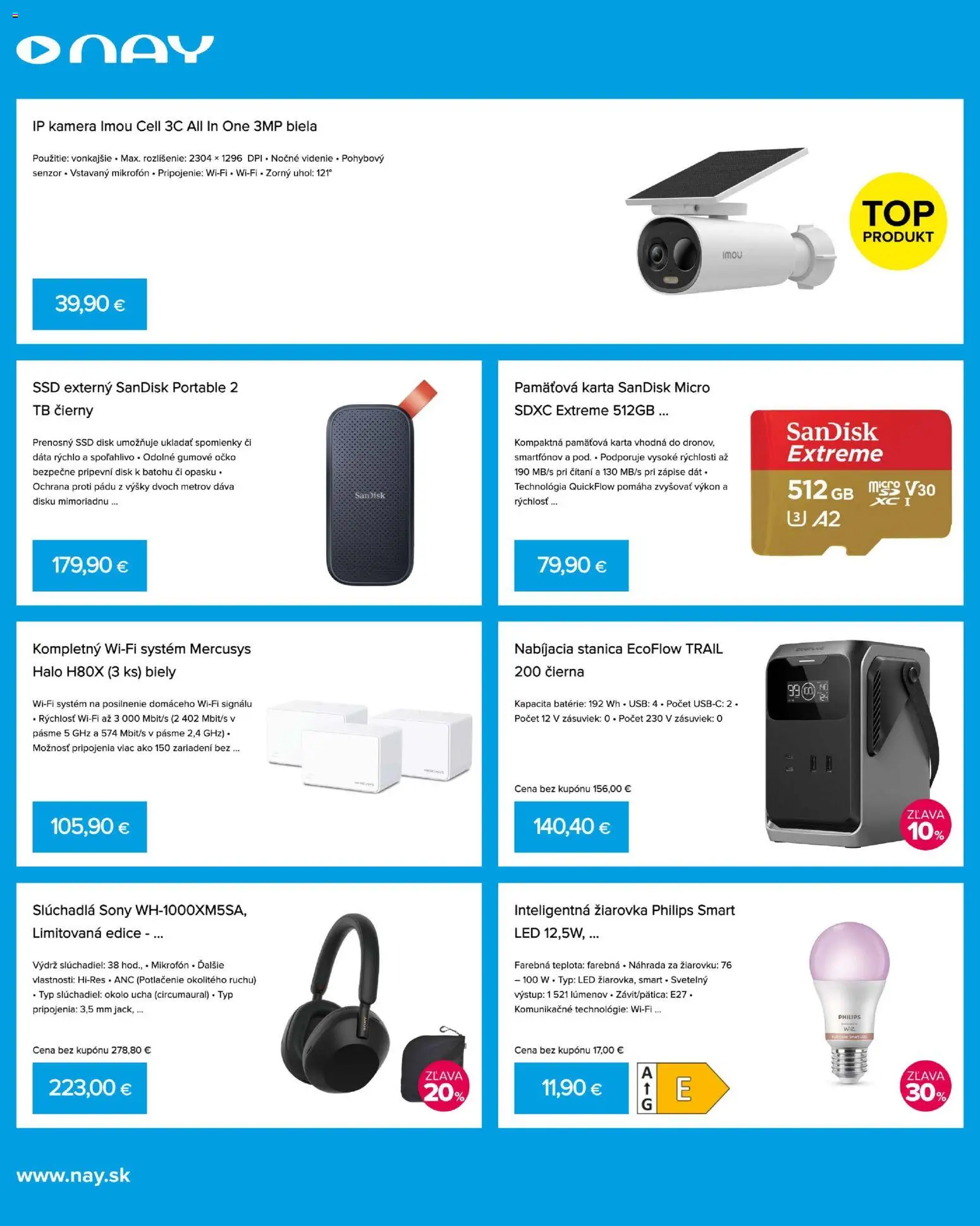 Nové NAY Elektrodom akcie – leták je platný od 09.03.2026 | Strana: 4 | Produkty: Žiarovka, Slúchadlá, Mikrofón