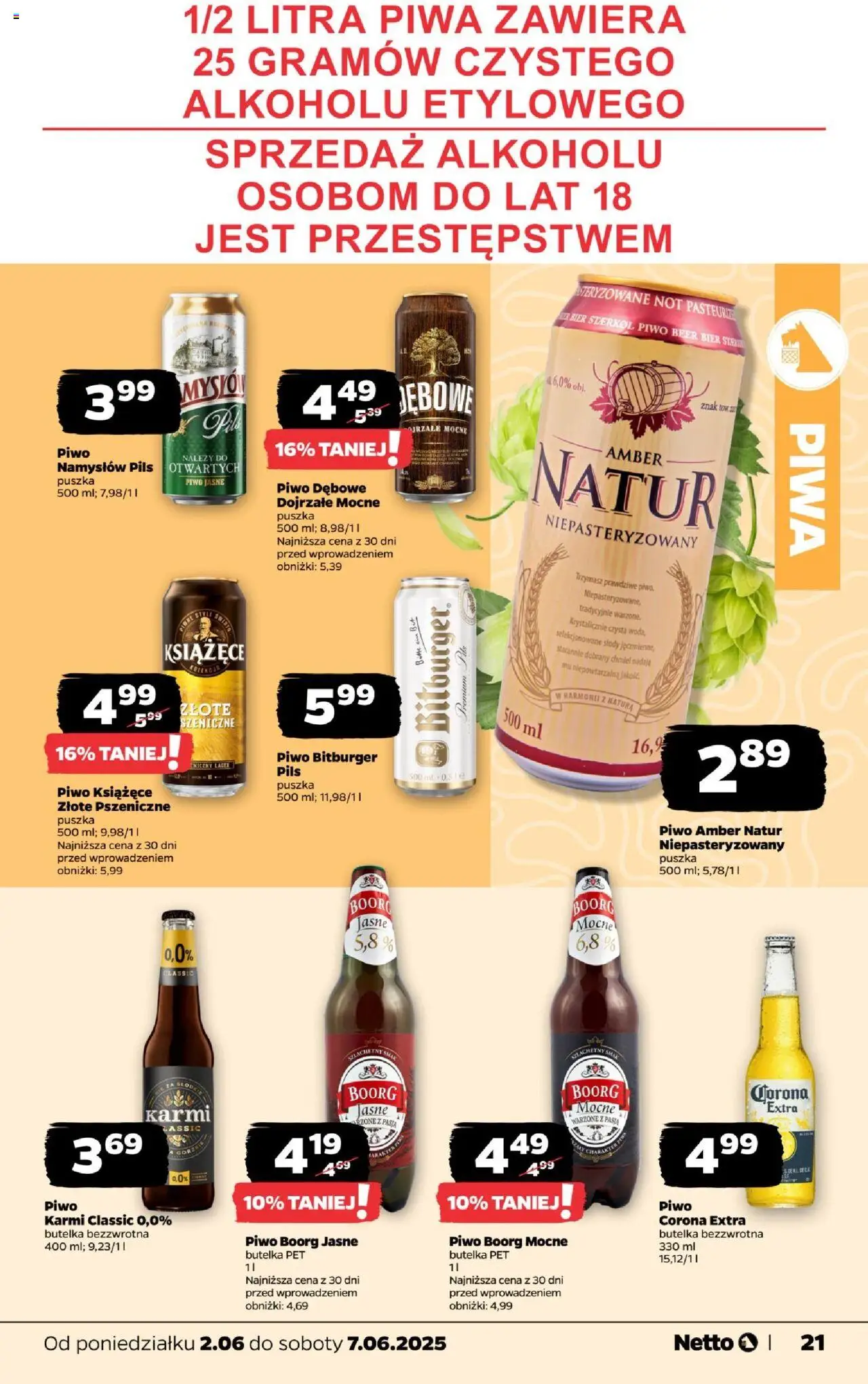 Netto gazetka - Spożywcza od 02.06.2025 | Strona: 21 | Produkty: Piwo, Piwo Namysłów