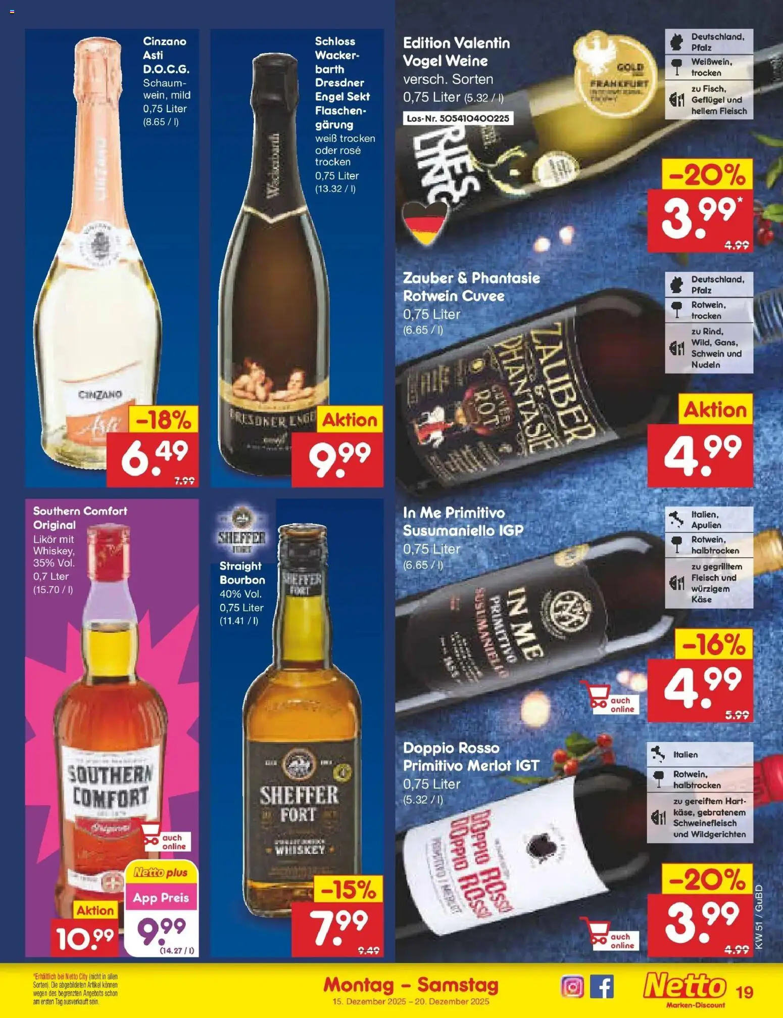 Netto Marken-Discount prospekt Augustusburg	 – gültig ab 15.12.2025 | Seite: 21 | Produkte: Rotwein, Sekt, Merlot, Fleisch