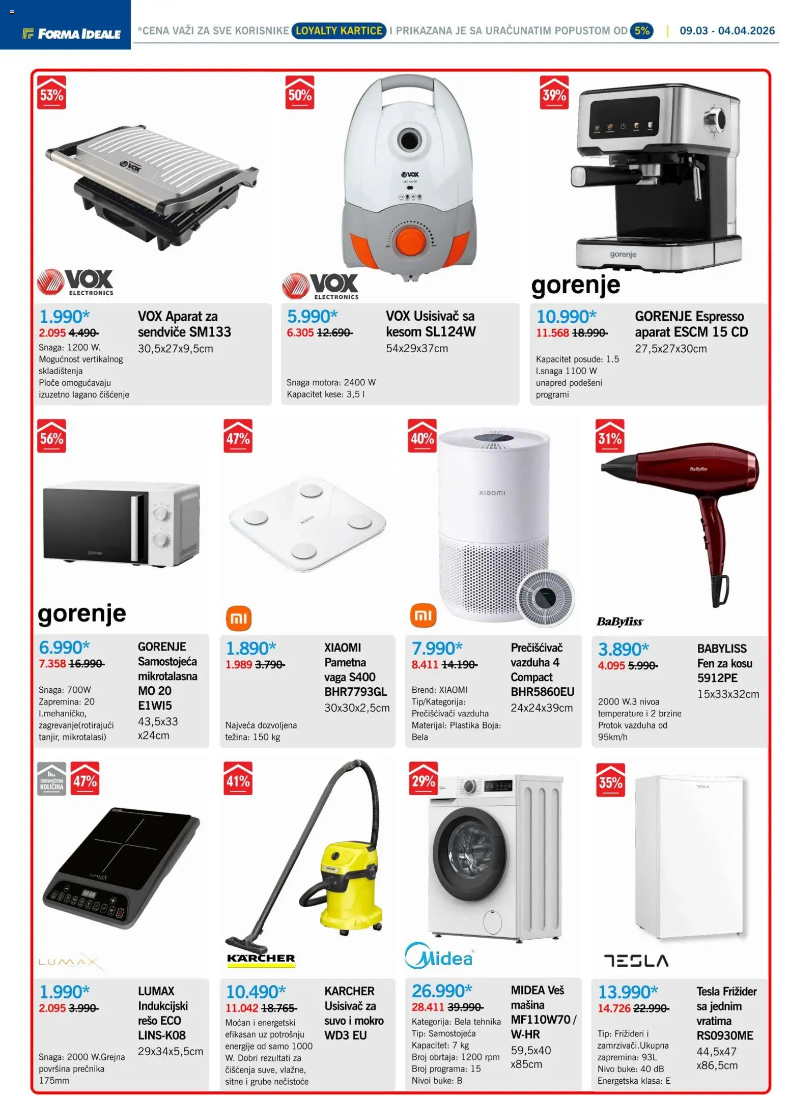 Forma Ideale katalog - važi od 09.03.2026 | Strana: 3 | Proizvode: Usisivač, Xiaomi, Frižider, Vaga