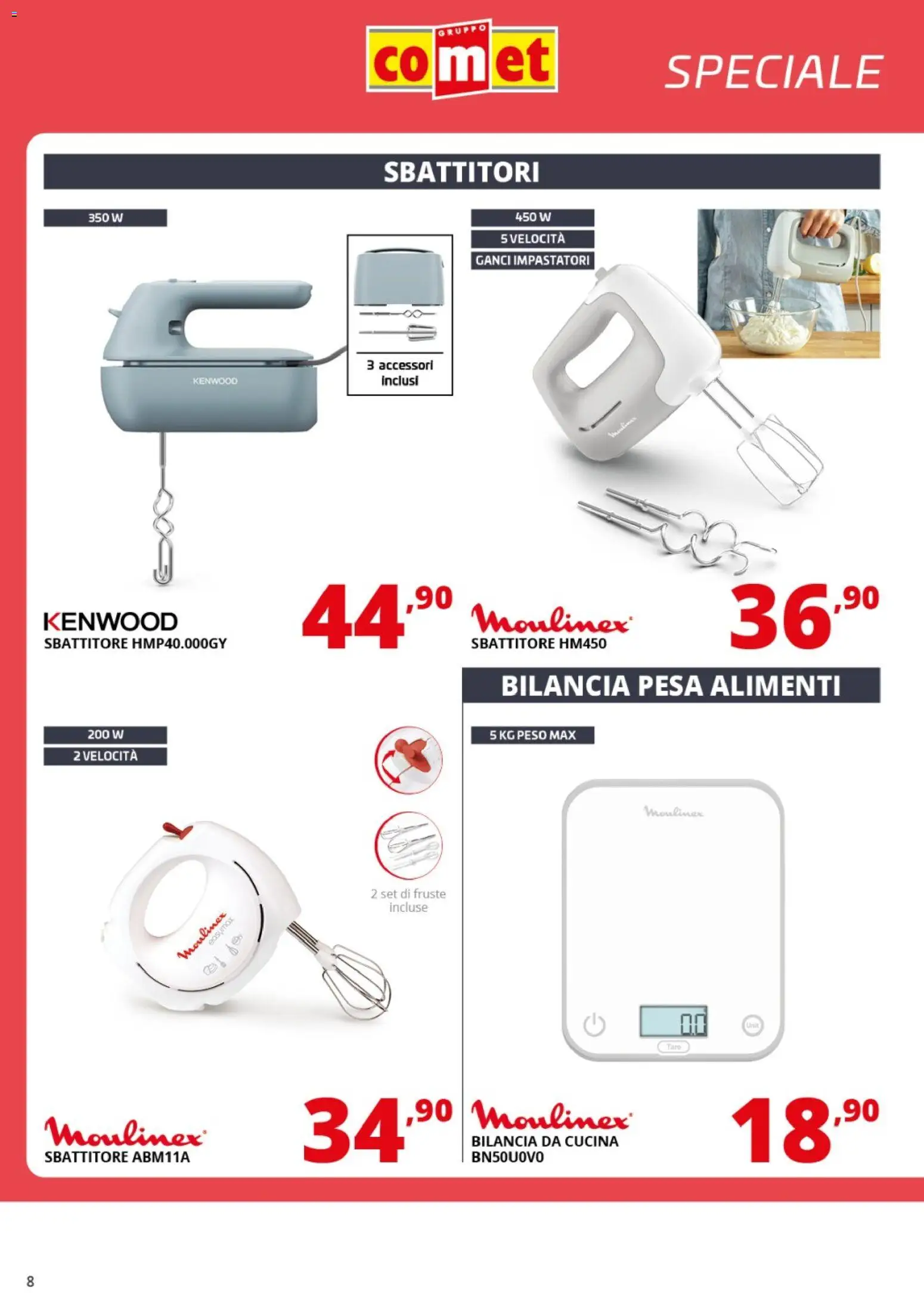 Volantino Comet del 06.03.2026 | Pagina: 8 | Prodotti: Sbattitore, Bilancia