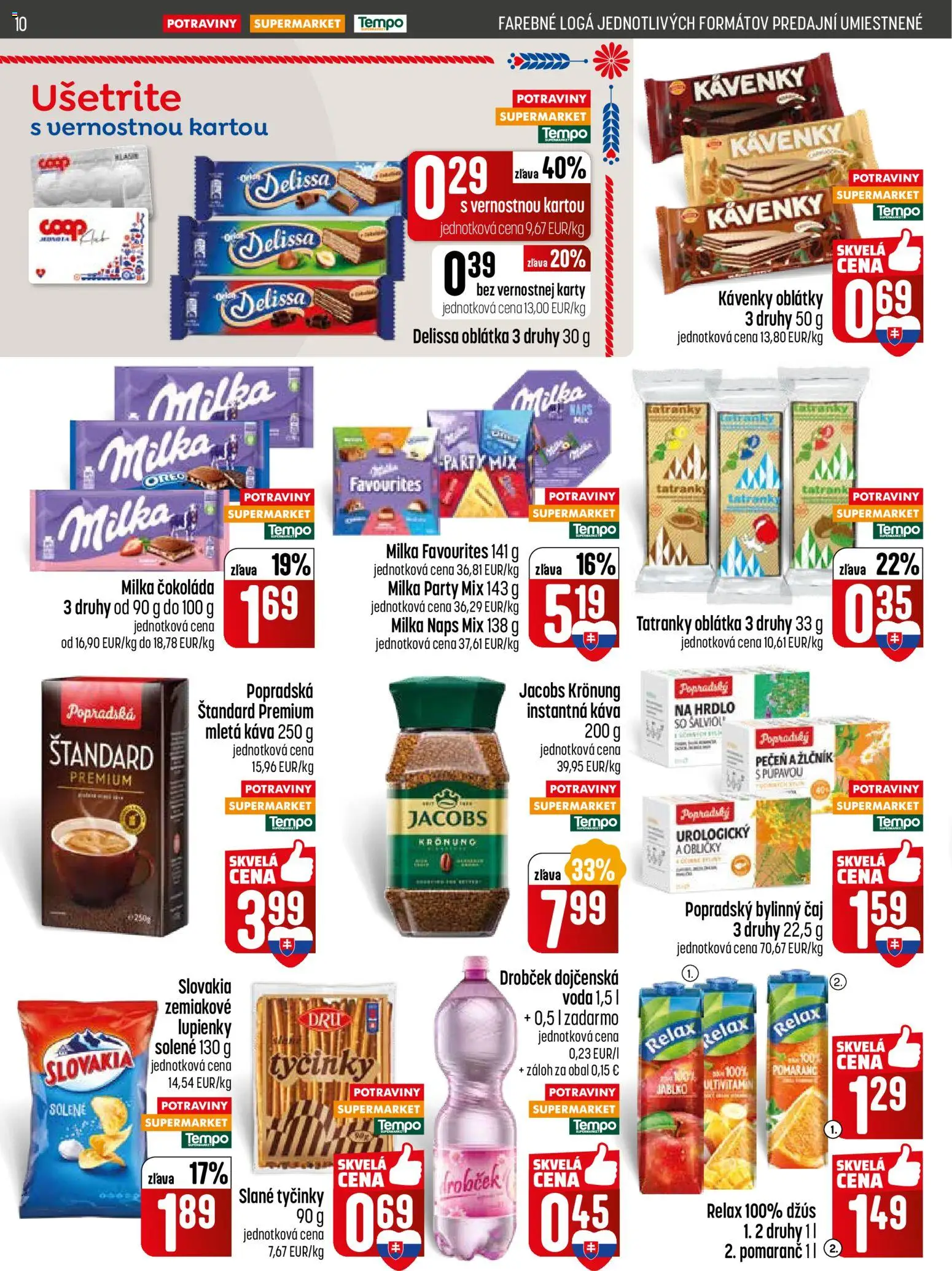 Nové COOP Jednota akcie – leták je platný od 26.02.2026 | Strana: 10 | Produkty: Káva, Jacobs Krönung, Milka, Voda