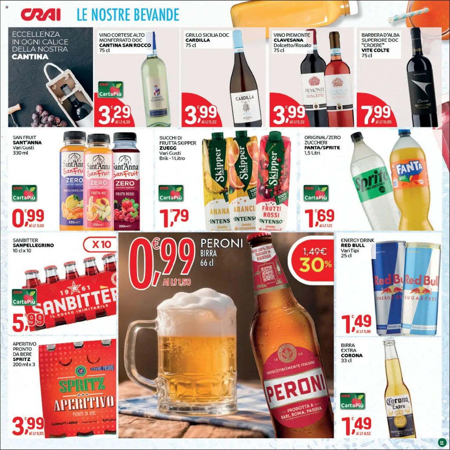 Volantino CRAI del 14.05.2026 | Pagina: 11 | Prodotti: Birra, Fanta, Red Bull, Aperitivo