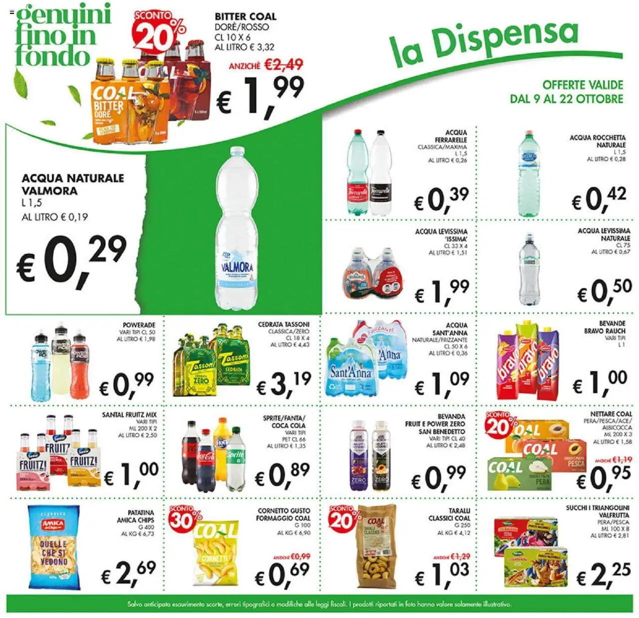 Volantino Coal del 09.10.2025 | Pagina: 13 | Prodotti: Acqua, Acqua naturale, Taralli, Coca Cola