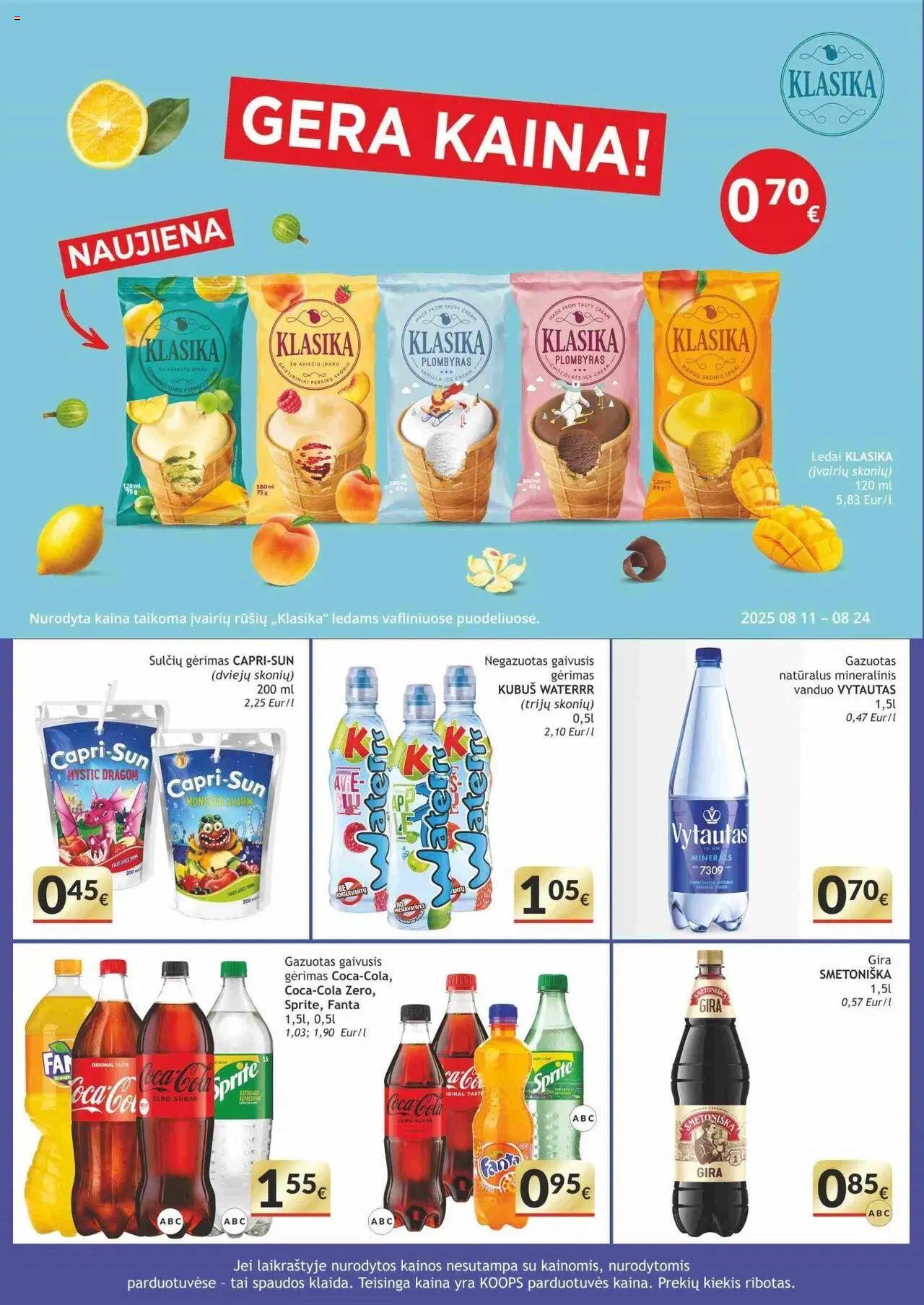 Koops leidinys│galioja nuo 11.08.2025 | Puslapis: 8 | Prekių: Gaivusis gėrimas, Ledai, Plombyras, Mineralinis vanduo