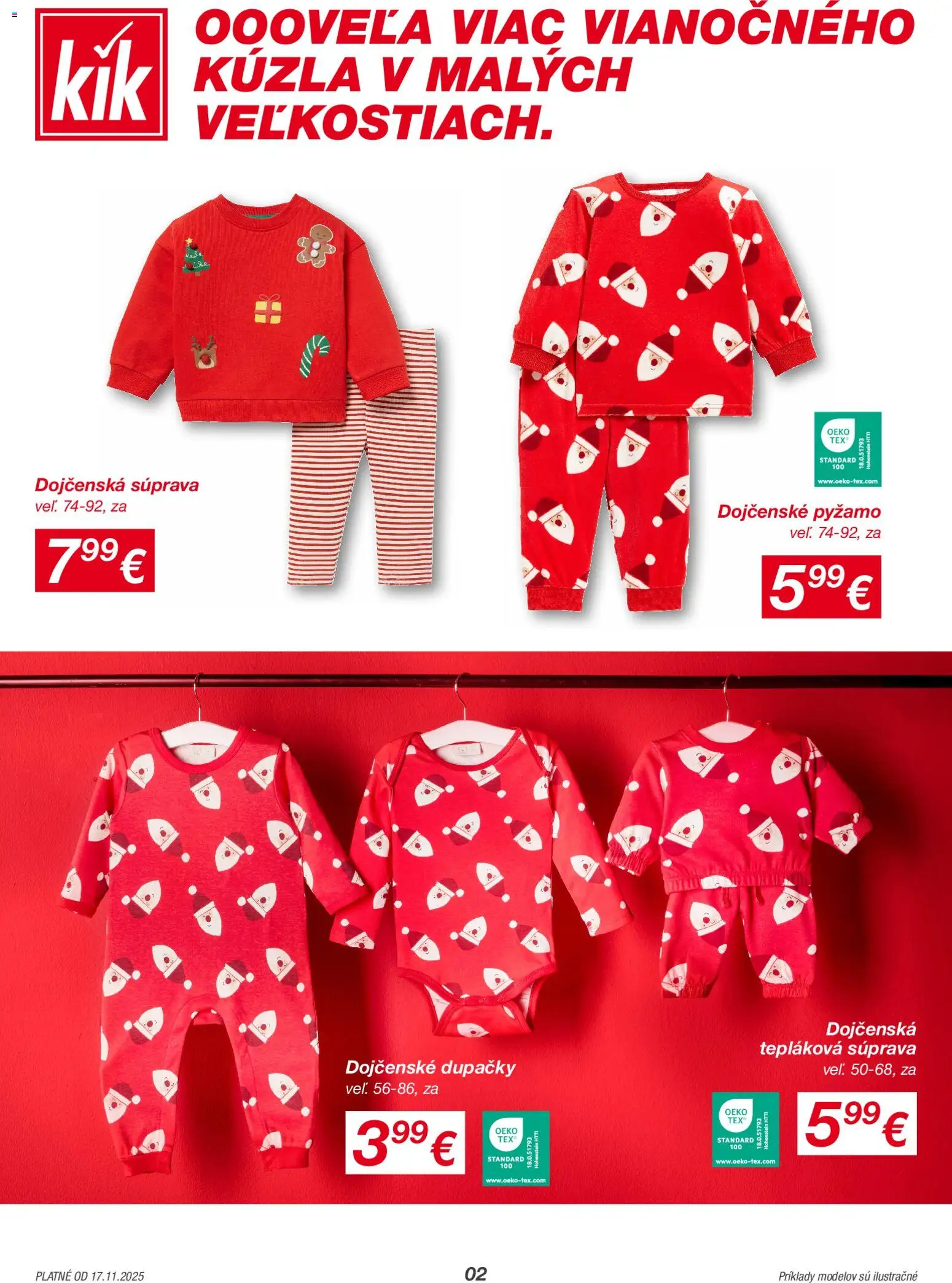 Nové Kik akcie – leták je platný od 17.11.2025 | Strana: 2 | Produkty: Pyžamo