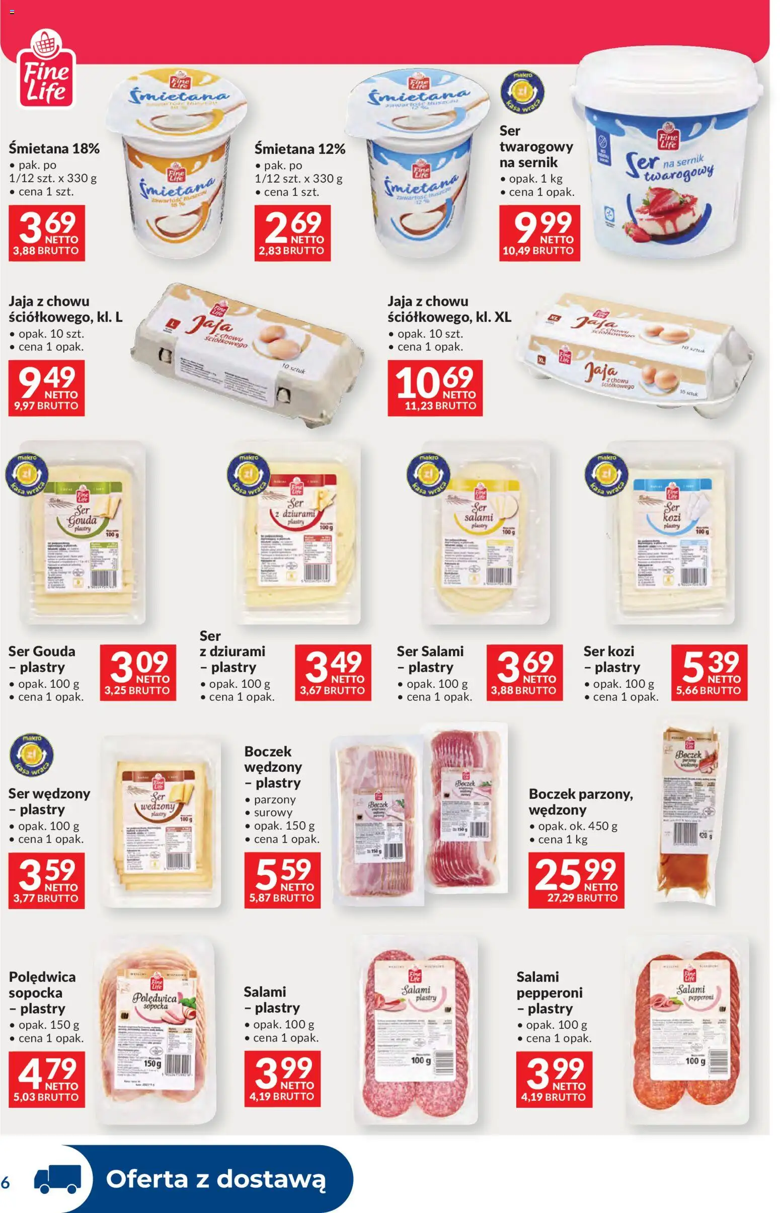 Makro Gazetka - Dystrybucja do sklepów od 25.11.2025 | Strona: 6 | Produkty: Boczek wędzony, Salami, Jaja, Ser gouda