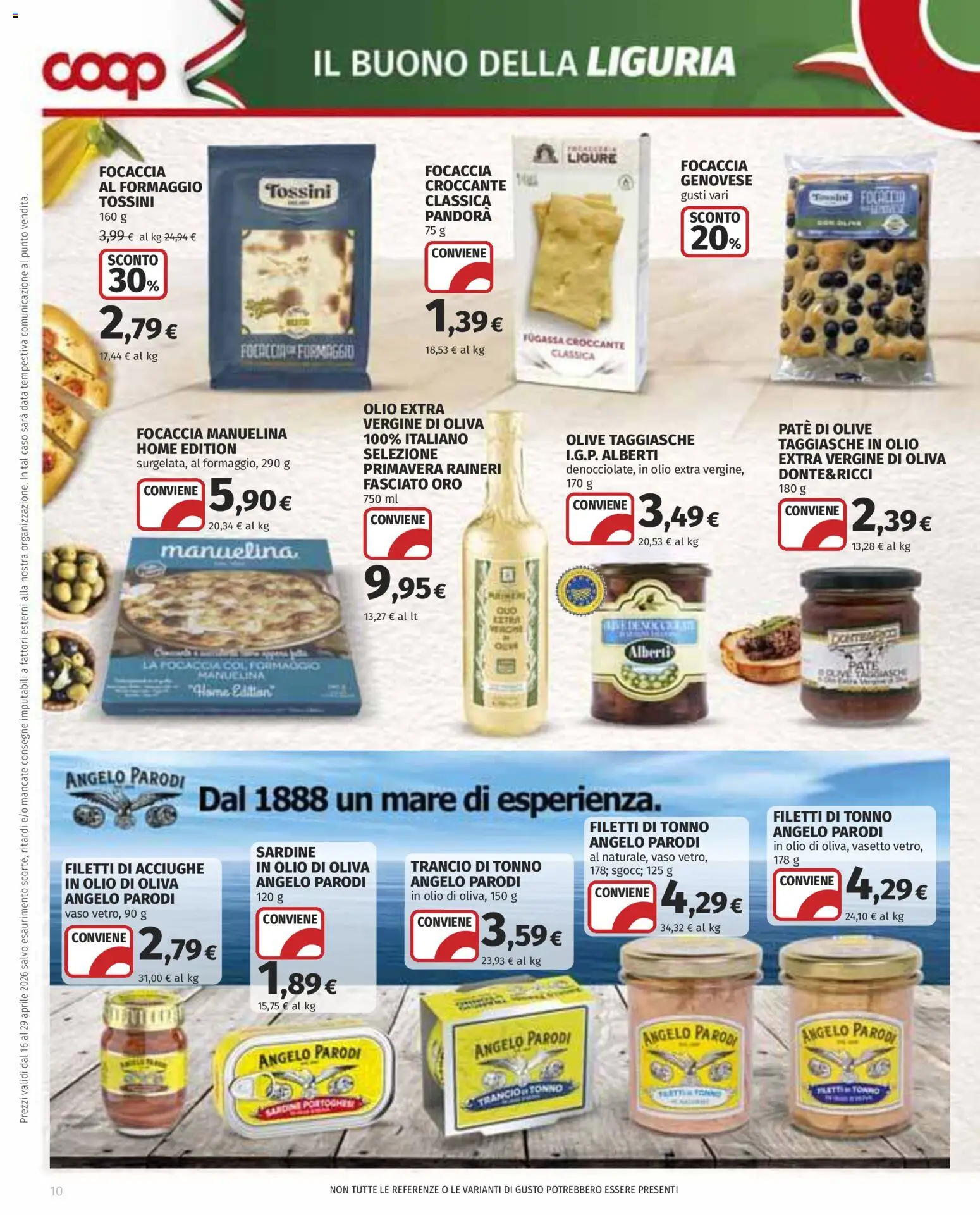Volantino COOP del 16.04.2026 | Pagina: 10 | Prodotti: Formaggio, Olio, Vaso, Olio di Oliva