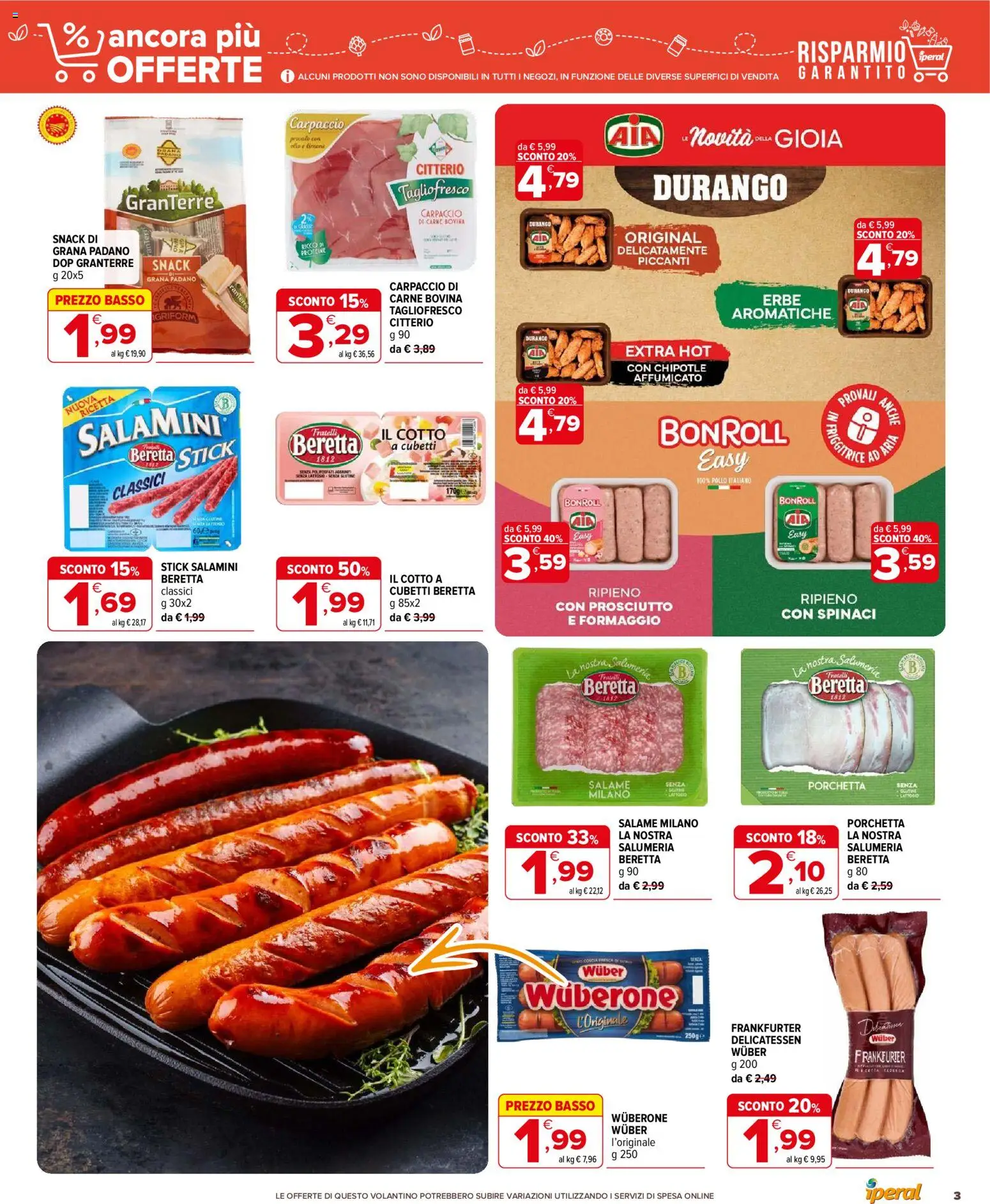 Volantino Iperal del 04.02.2026 | Pagina: 3 | Prodotti: Salame, Pollo, Spinaci, Grana Padano