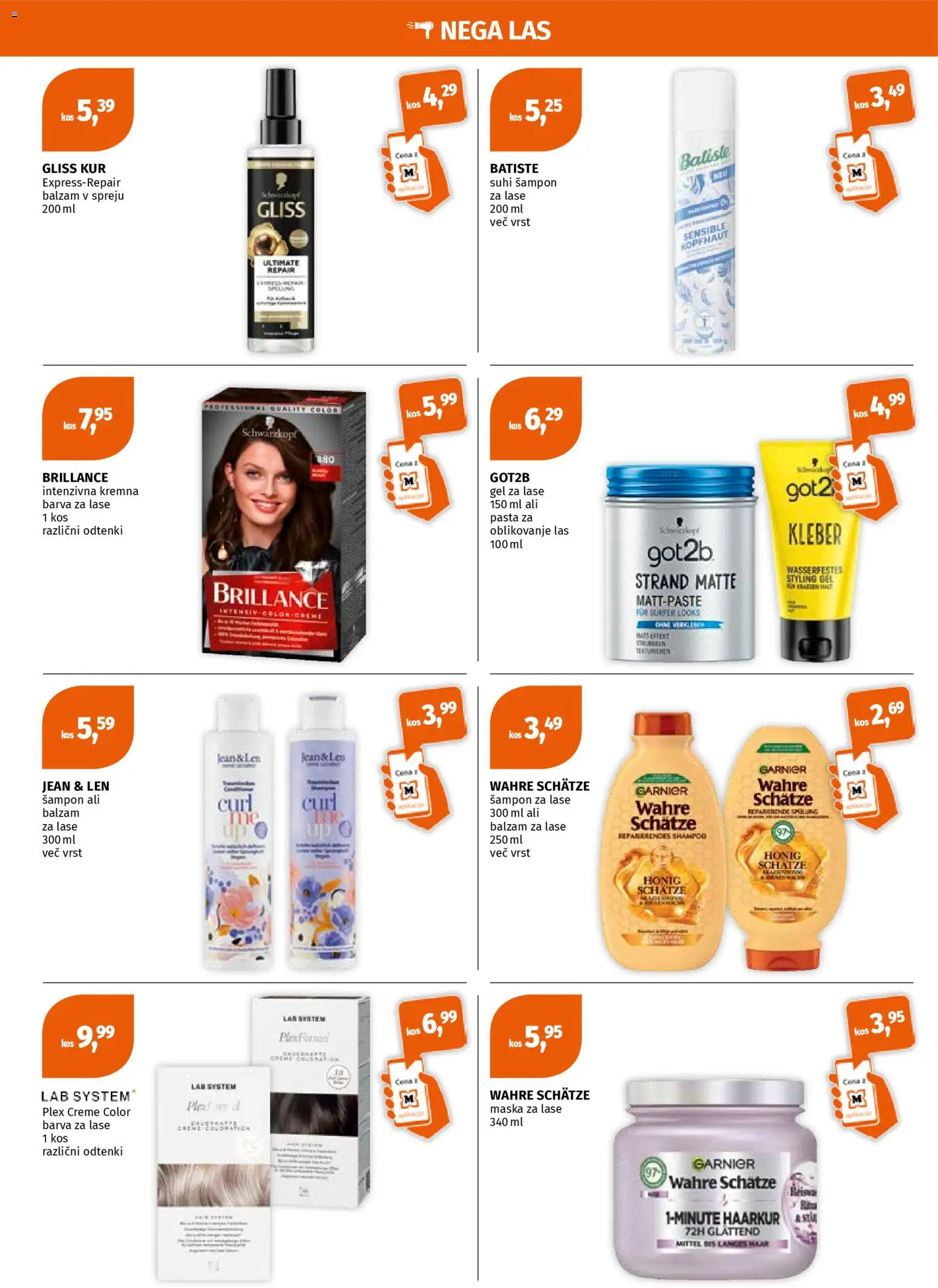 Novi Müller katalog ponudbe – veljaven od 28.04.2026 | Stran: 4 | Izdelki: Suhi šampon za lase, Sampon, Balzam za lase, Barva
