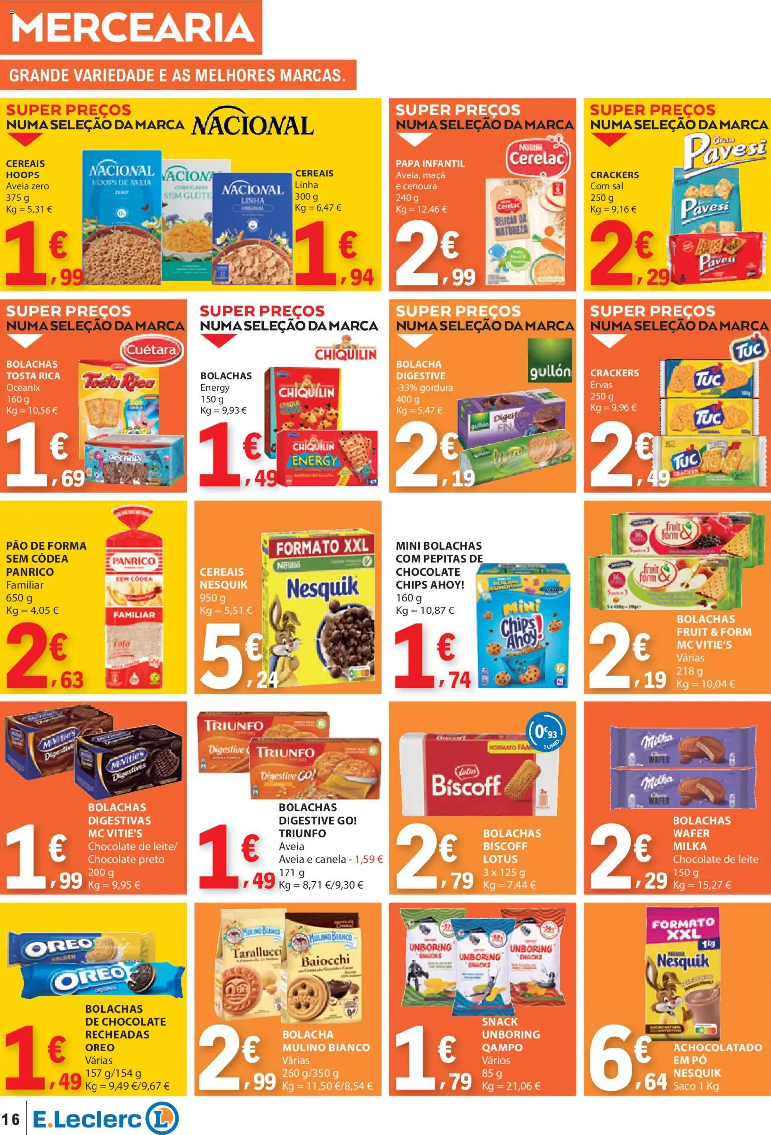 E.Leclerc folheto │ válido de 15.01.2026 | Página: 16 | Produtos: Pão de forma, Milka bolachas, Sal, Maça