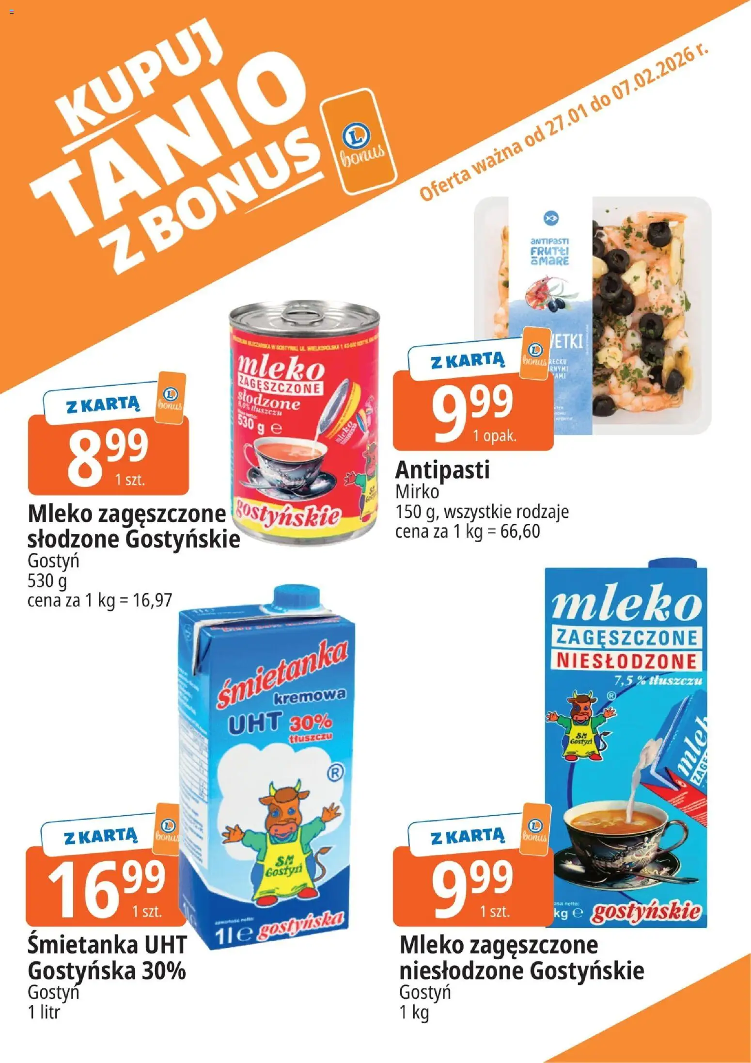 E.Leclerc Gazetka - Radom kupony dodatkowe od 27.01.2026 | Strona: 5 | Produkty: Karta, Mleko zagęszczone niesłodzone, Mleko