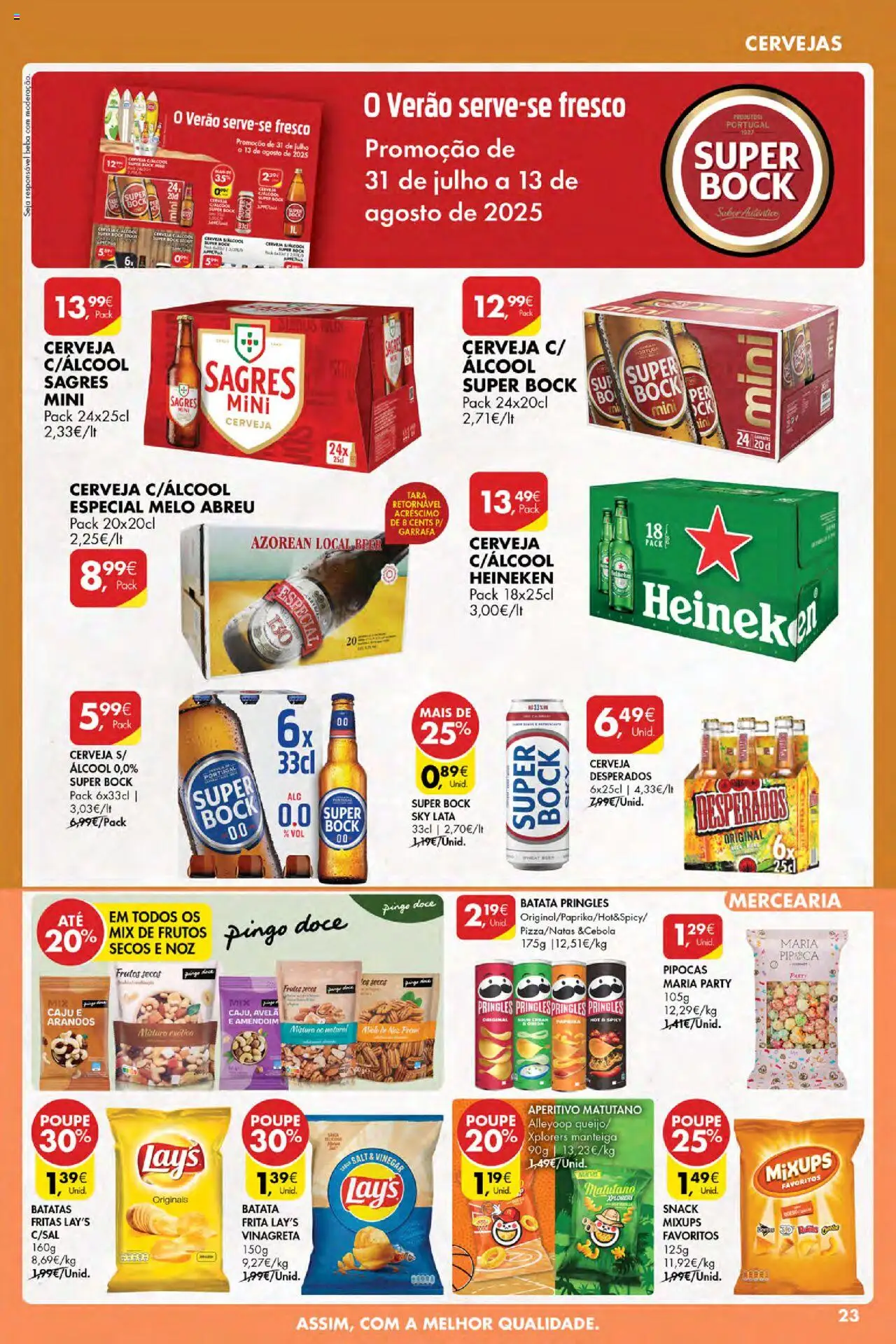 Pingo Doce Poupe Esta Semana Açores │ válido de 07.08.2025 | Página: 23 | Produtos: Batata frita, Pipocas, Cerveja, Batatas fritas